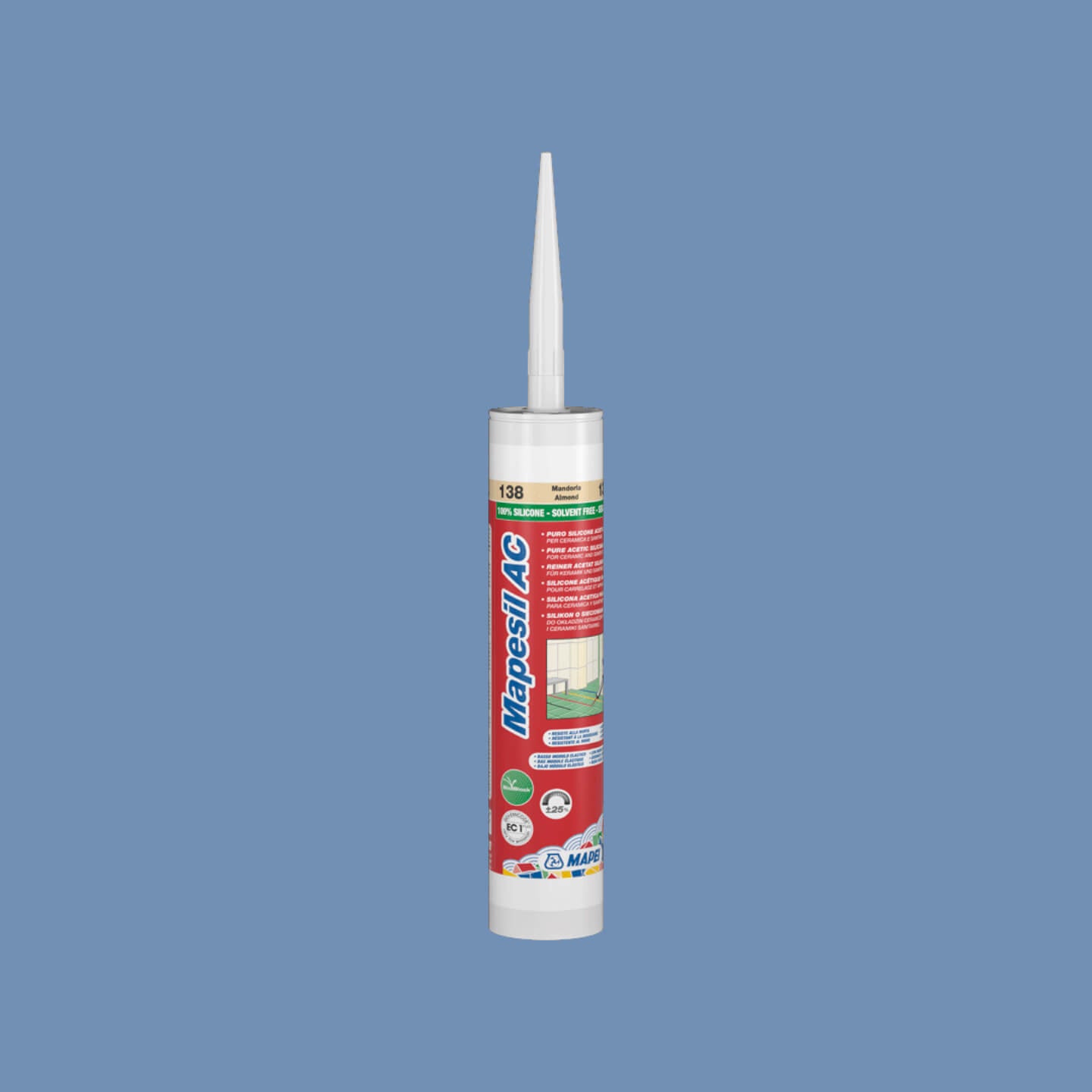 Mapei Silicone AC 168 310ml Cerulean Blue Sealant - Waterproof, Flexible, Weather-Resistant for Bathrooms, Kitchens & Windows
