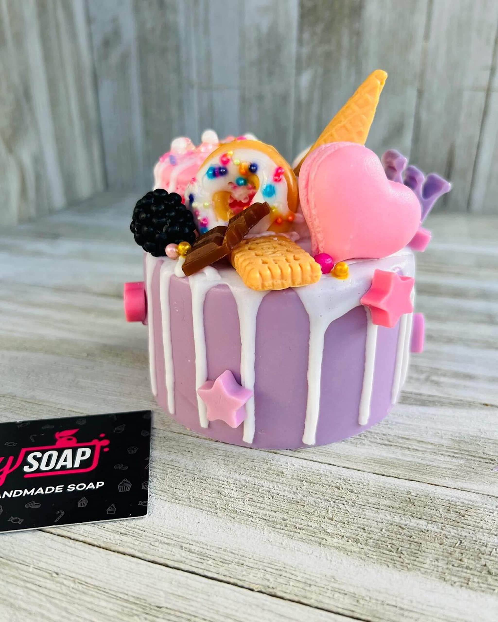 Purple Birthday Soap Cake - Handmade Soap Gift for Women, Party Favors, Bridal Shower - Perfect for Birthdays, Anniversaries & Special Celebrations