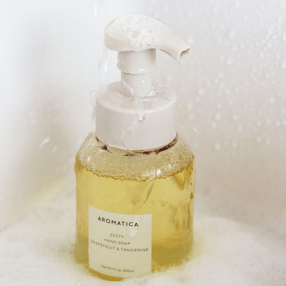 AROMATICA Natural Zesty Hand Soap with Grapefruit & Tangerine - 300ml Refreshing Citrus Scent for Kitchen, Bathroom & Office Use