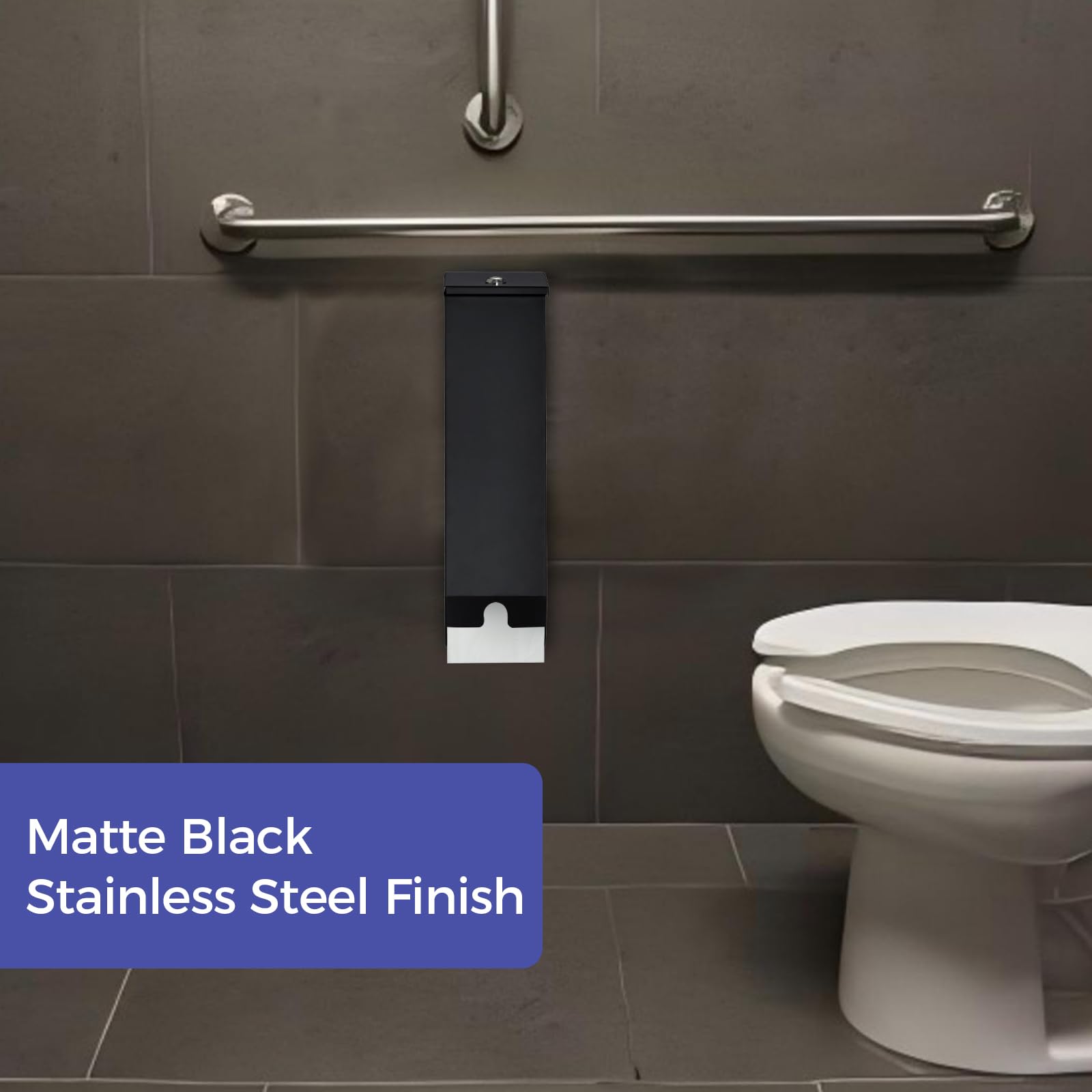 Heavy Duty Triple Roll Commercial Toilet Paper Dispenser - 3 Roll Stainless Steel Industrial Tissue Holder with Key Lock, Wall Mounted Matte Black - Ideal for Restaurants, Offices, and Public Restrooms