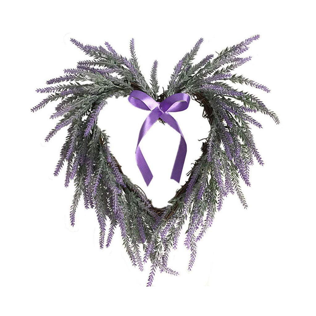 Romantic Flocking Lavender Heart Wreath - Elegant Wedding Hanging Decor for Christmas, Valentine's Day, Anniversary & Home Decor | Perfect for Door, Wall, Fireplace & Party Decorations