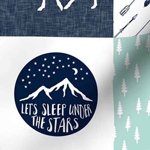 Happy Camper Adventure Blue Navy Moose Printed Minky Fabric by The Yard - Soft Plush Quilting Material for Baby Blankets, Quilt Backing & Sewing Projects - Perfect for Nursery Decor, DIY Crafts & Cozy Home Textiles
