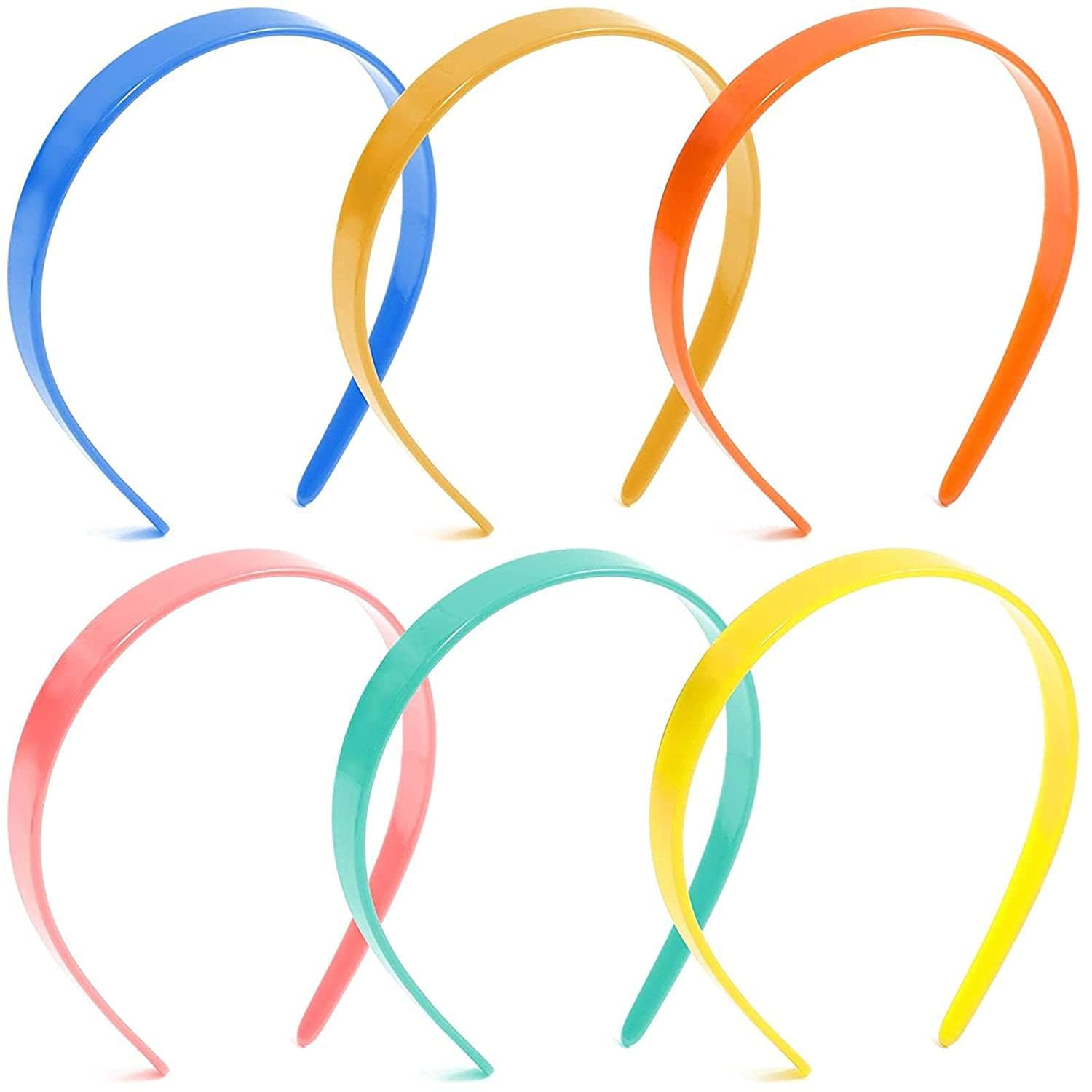 APSAMBR 8mm Plastic Headbands for Women - 6 Pack Colorful Resin Hair Accessories for Workout, Sports, Fashion & Daily Wear