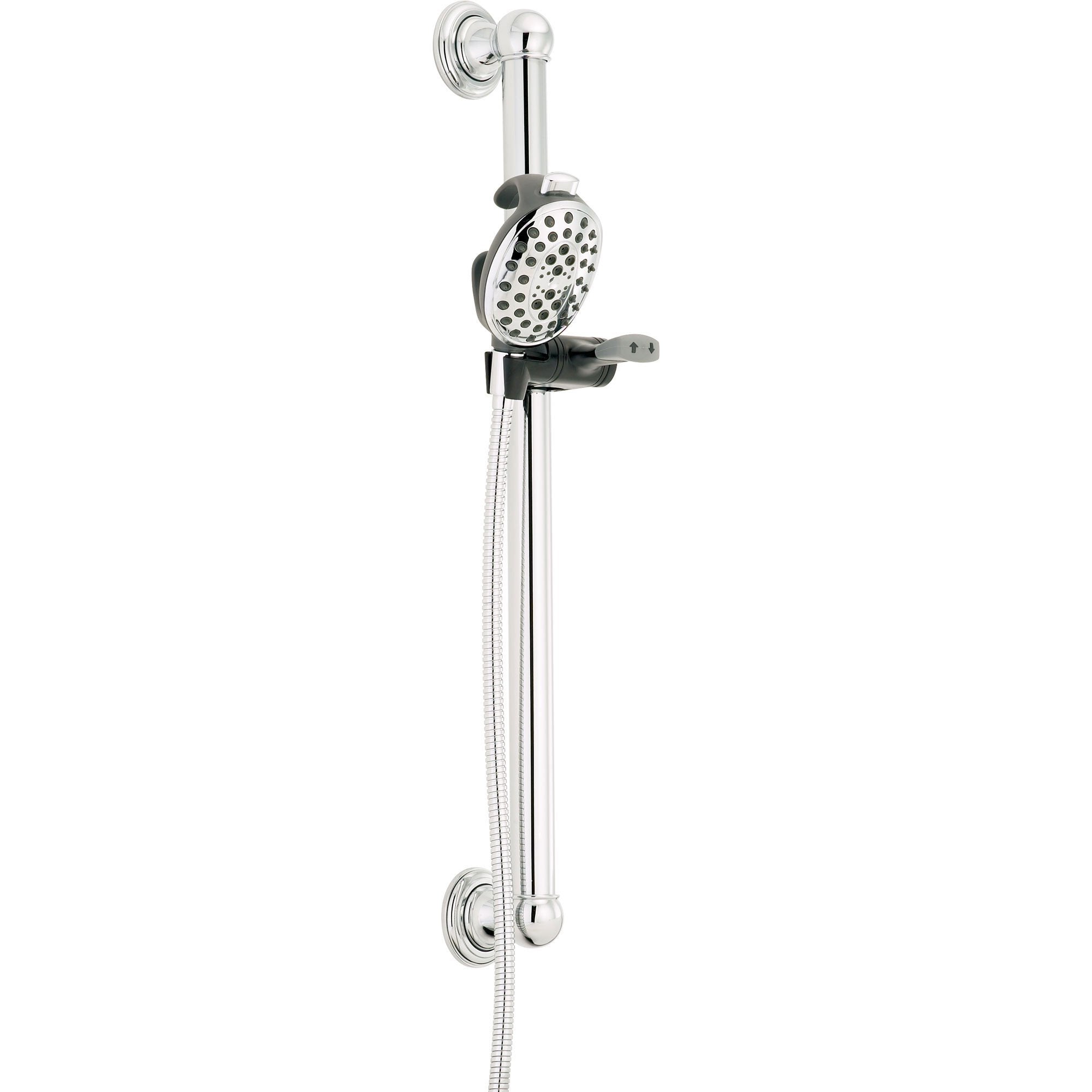 Delta ADA Compliant 4-Spray Palm Grip Hand Shower with Chrome Grab Bar - Universal Design for Bathroom Safety & Accessibility - Ideal for Seniors & People with Limited Mobility