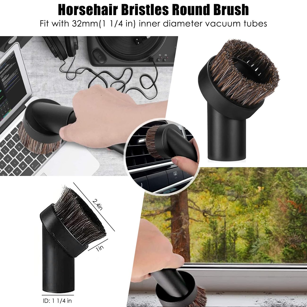 7-Piece Vacuum Cleaner Accessories Kit - 1 1/4 inch & 1 3/8 inch Hose Adapters with Dusting Brush - Compatible with Most Standard Vacuums - Perfect for Home Cleaning, Car Detailing, and Pet Hair Removal