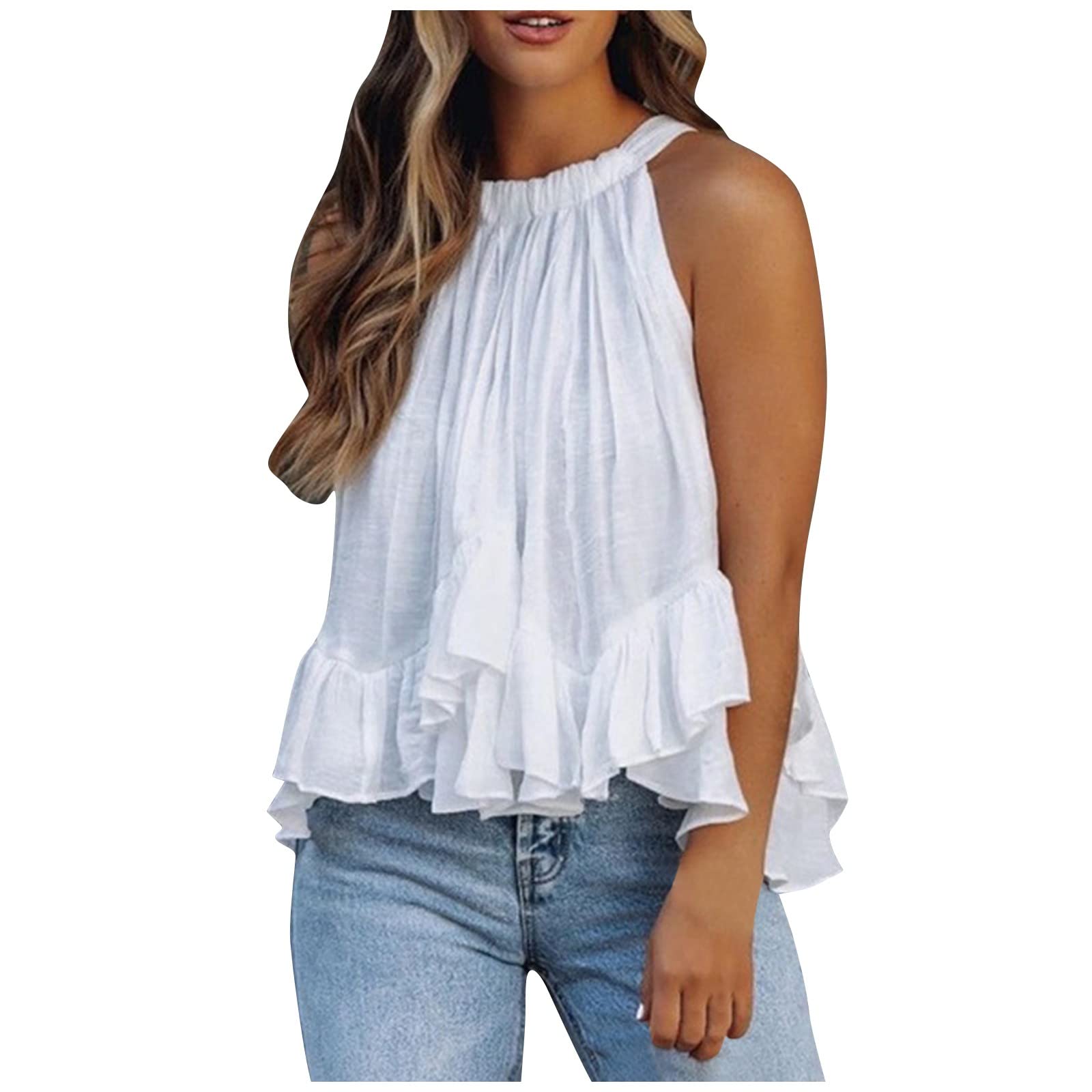 BISXOTY Women's Business Casual Tops - Elegant Floral Print Ruched Tank Tee Shirts, Plus Size Blouse for Office, Holiday & Party Wear | Perfect for Work, Date Night & Special Occasions