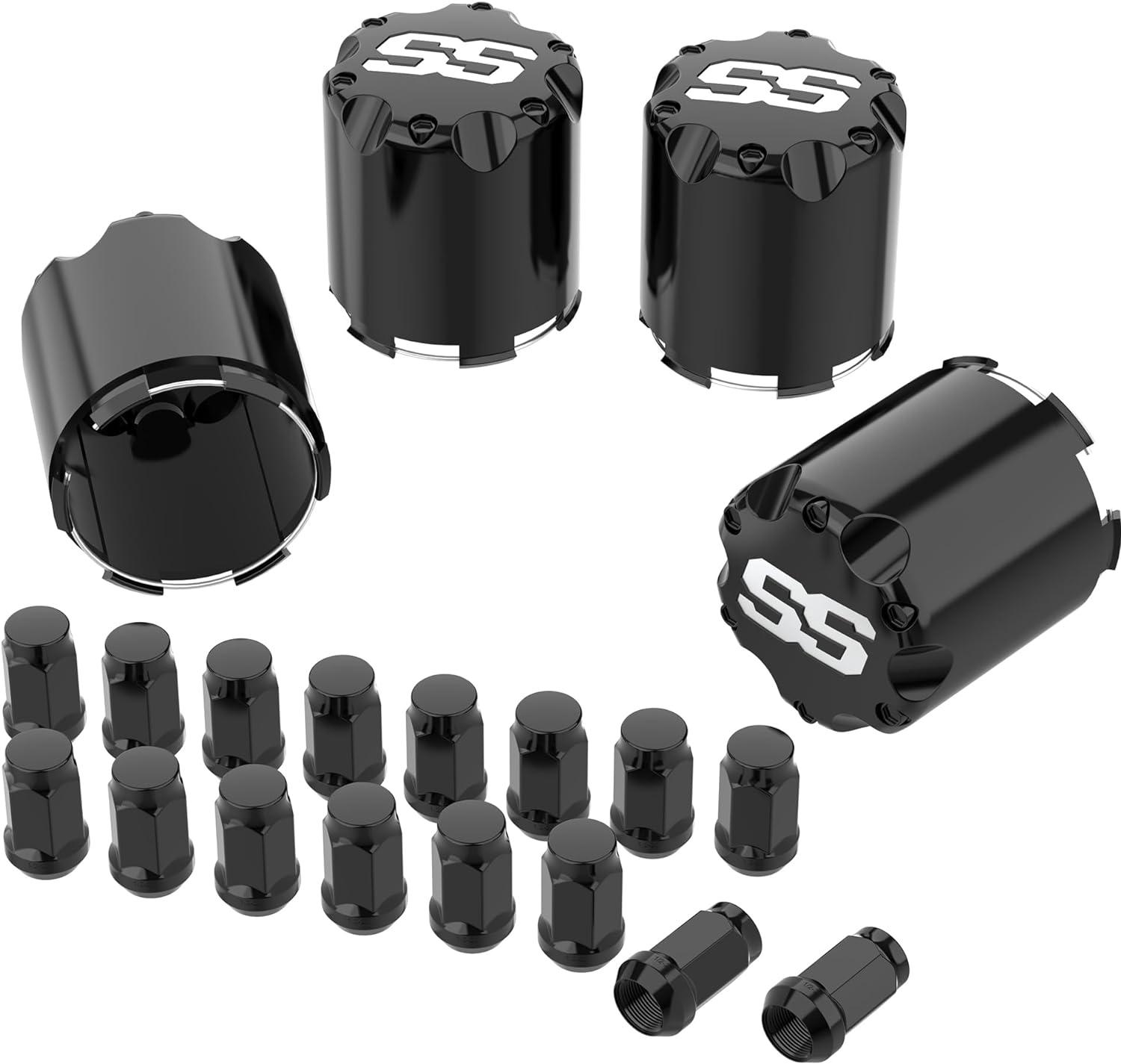 Premium Golf Cart Center Caps & Lug Nuts Kit - Fits EZGO, Club Car & Most Golf Cart Models (10L0L) - Enhance Wheel Appearance & Protection for Golf Courses, Resorts & Personal Use