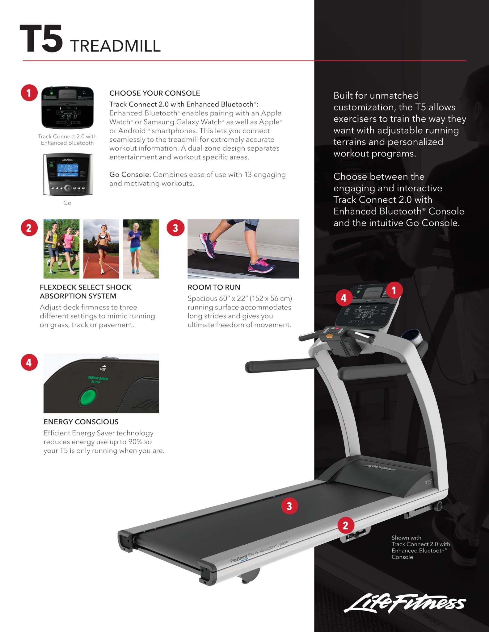 Life Fitness Go Treadmill - Foldable Home Exercise Equipment for Running & Walking | Compact Design for Small Spaces, Apartment & Home Gym Workouts