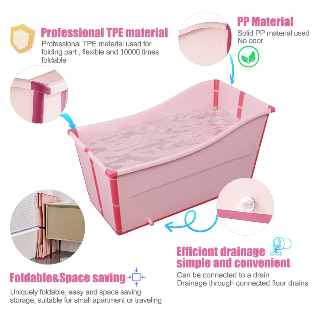 Foldable Baby Bathtub for Toddlers - Large Collapsible Portable Bathtub for Kids, Infants & Petite Adults - Lightweight Travel Bathtub for Home, Nursery & Outdoor Use