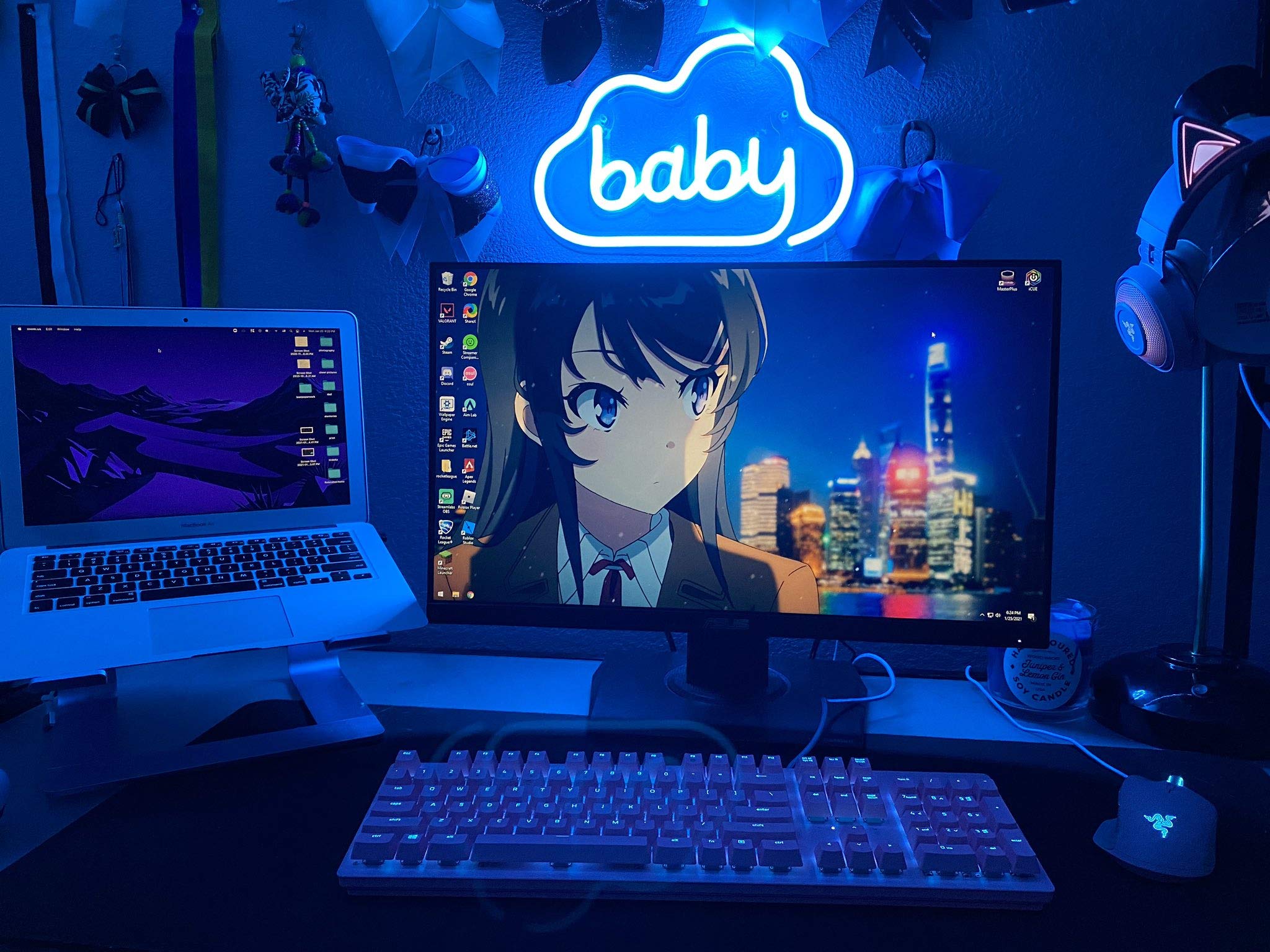 Doe Cloud Baby LED Neon Light Sign - Wall Hanging Decor for Home, Bedroom, Nursery, Kids Room & Living Room | Aesthetic Blue Night Light for Girls Room & Teen Decor | Perfect for Birthday Gifts, Nursery Lighting & Room Aesthetics