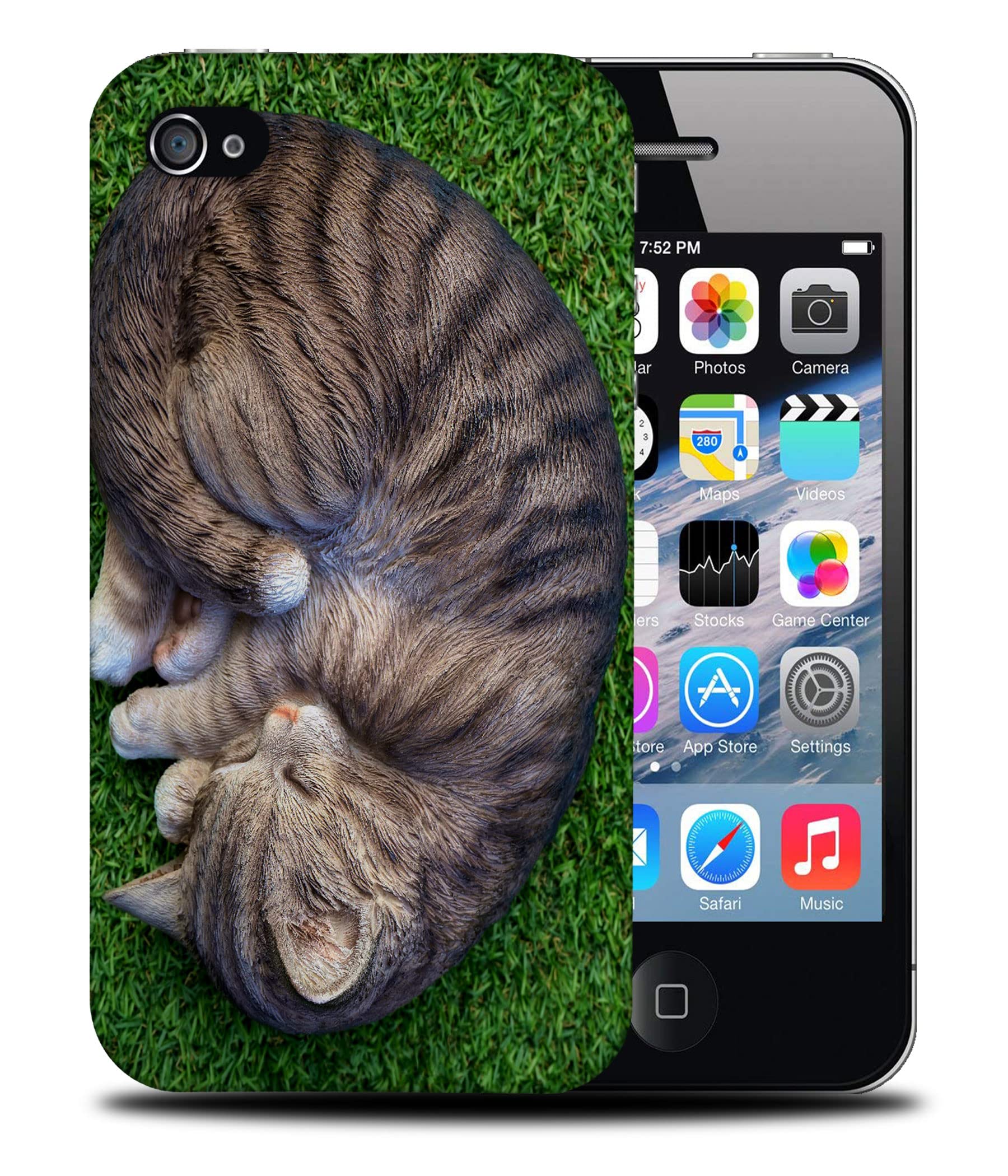 Adorable Fake Kitten Sleeping Phone Case for Apple iPhone 4/4S - Cute Cat Design Protective Cover for Girls, Teens & Cat Lovers (Perfect Gift for Pet Owners & iPhone Users)