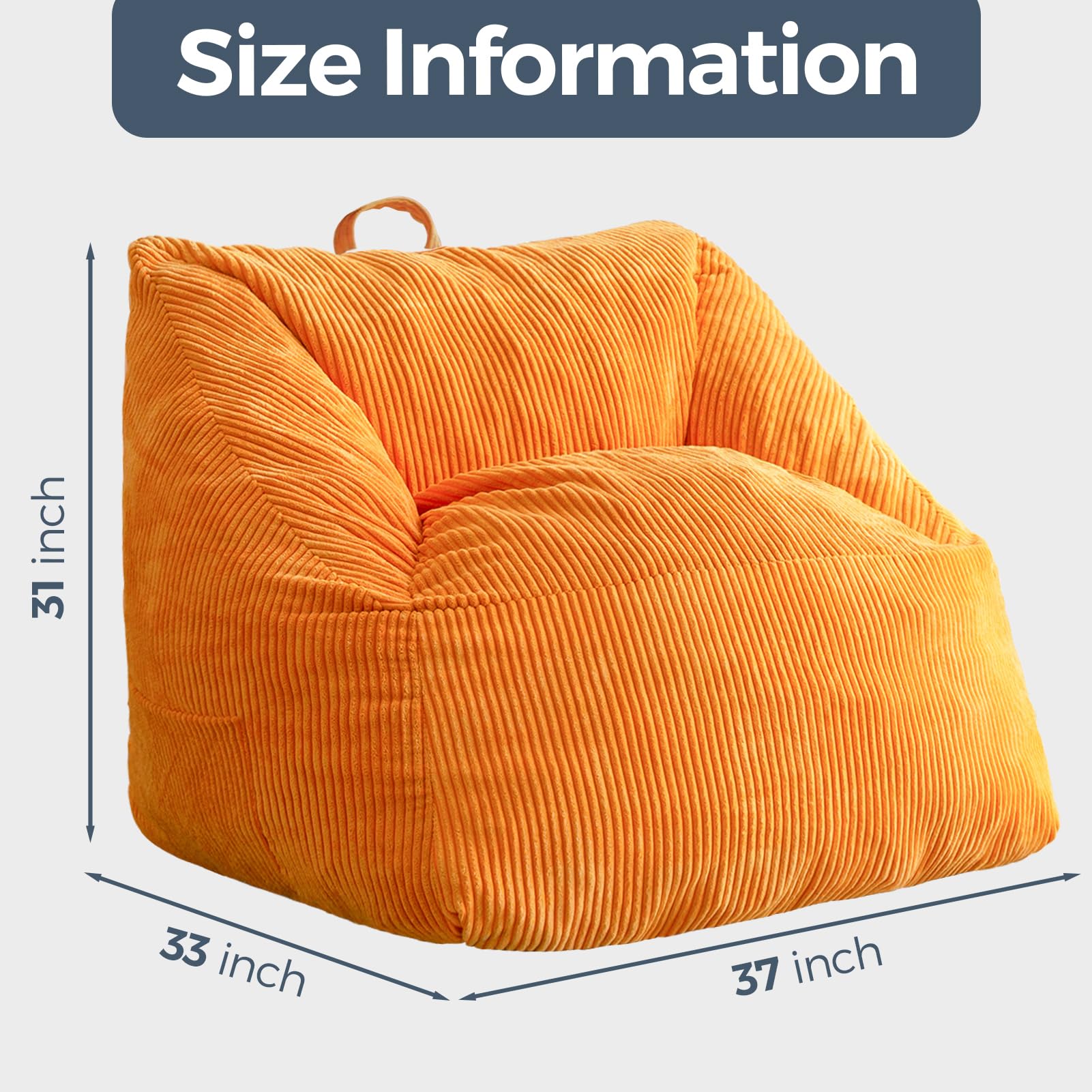MAXYOYO Bean Bag Chair with Handle - Soft Floor Sofa for Adults, Kids & Teens - Comfortable Gaming, Reading & Relaxing Accent Chair with Pocket - Perfect for Living Room, Bedroom & Dorm