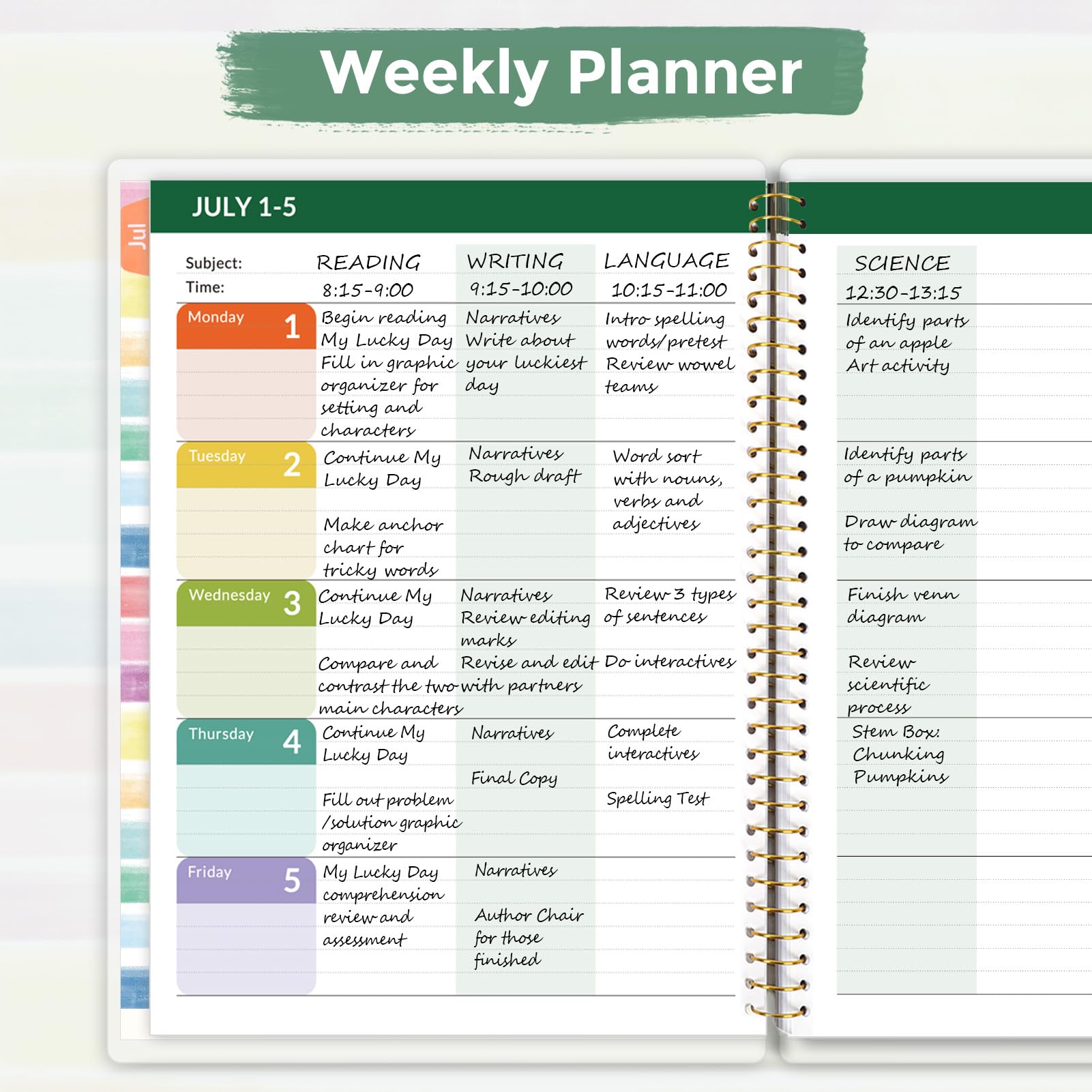 Skydue 2024-2025 Teacher Planner - Academic Year Lesson Plan Book (July 2024 to June 2025) with Monthly Tabs, Spiral Bound, Stickers & Functional Pages - 8.5