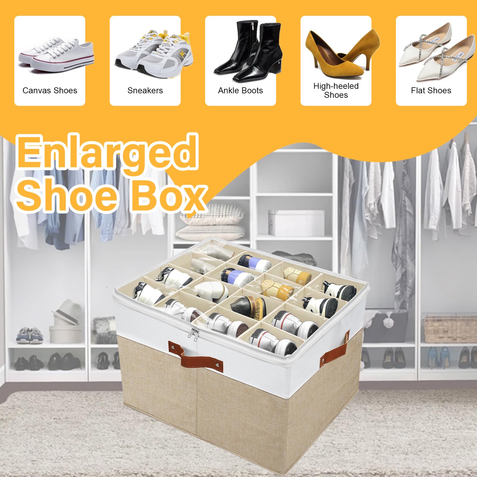 2-Pack Stackable Shoe Storage Organizer with Clear Cover - Foldable Shoe Box for Closet & Entryway, Cube Storage Cabinet, Shoe Rack Organizer (Brown) | Perfect for Small Spaces, Apartment Organization & Shoe Display