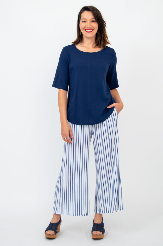 Liza Women's Bamboo V-Neck Top - Soft & Breathable Indigo Blouse for Casual Wear & Summer Outfits | Perfect for Office, Travel & Everyday Comfort