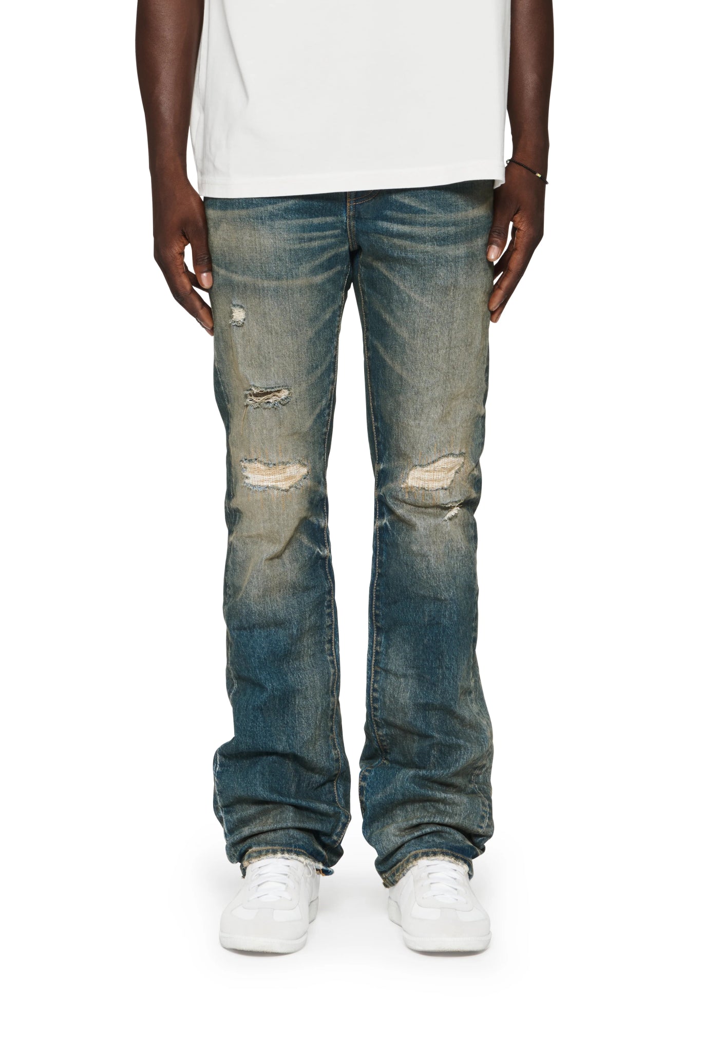 Purple Brand P004 FDVA Flared Vintage Afterglow Mid Indigo Jeans - Retro 70s High Waist Bell Bottom Denim Pants for Women, Perfect for Casual Wear, Music Festivals & Boho Style Outfits