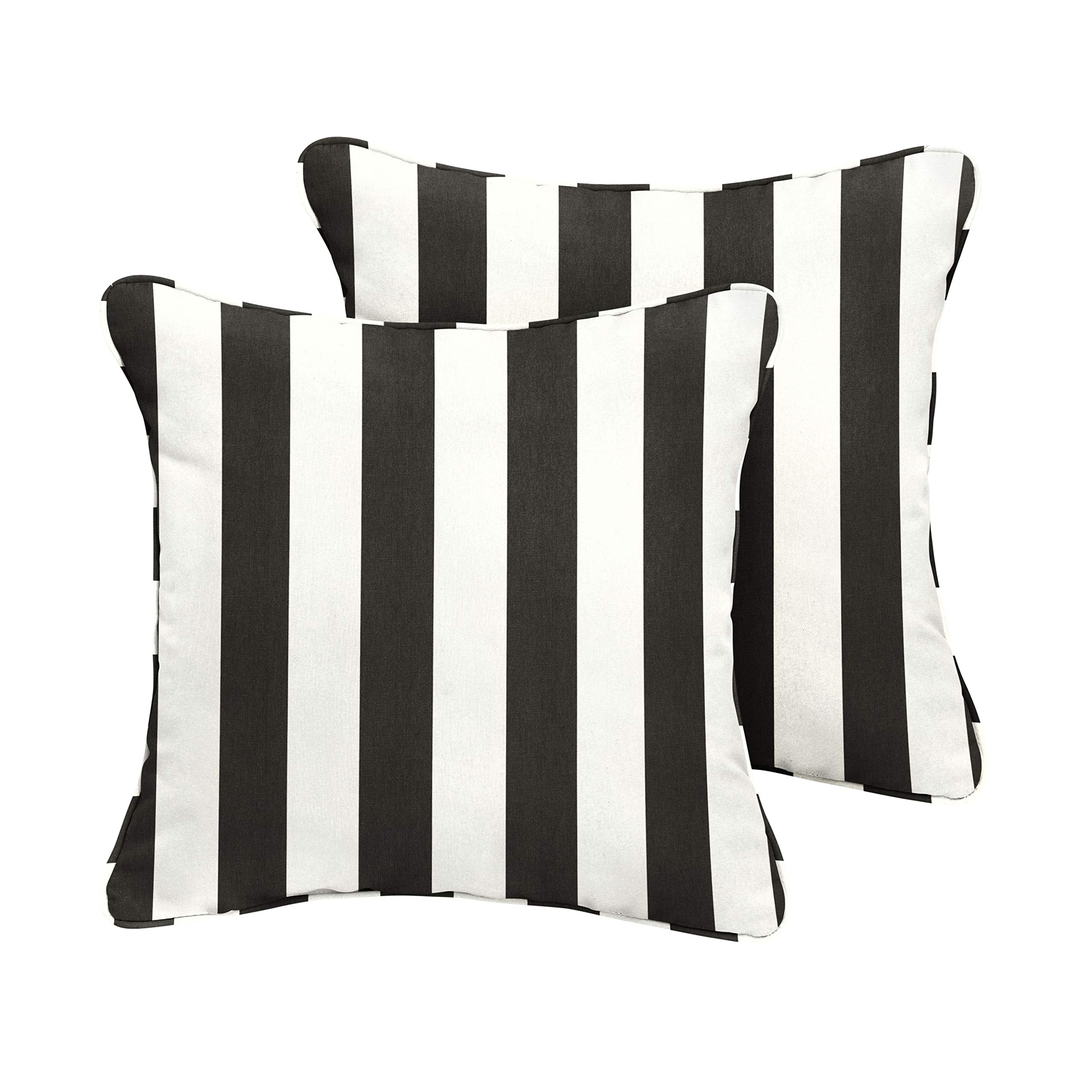 Sorra Home x Sunbrella Indoor/Outdoor XL Corded Throw Pillows 24x24 Inches - Waterproof & UV Resistant - Cabana Classic Pattern - Perfect for Patio, Poolside, and Living Room Decor