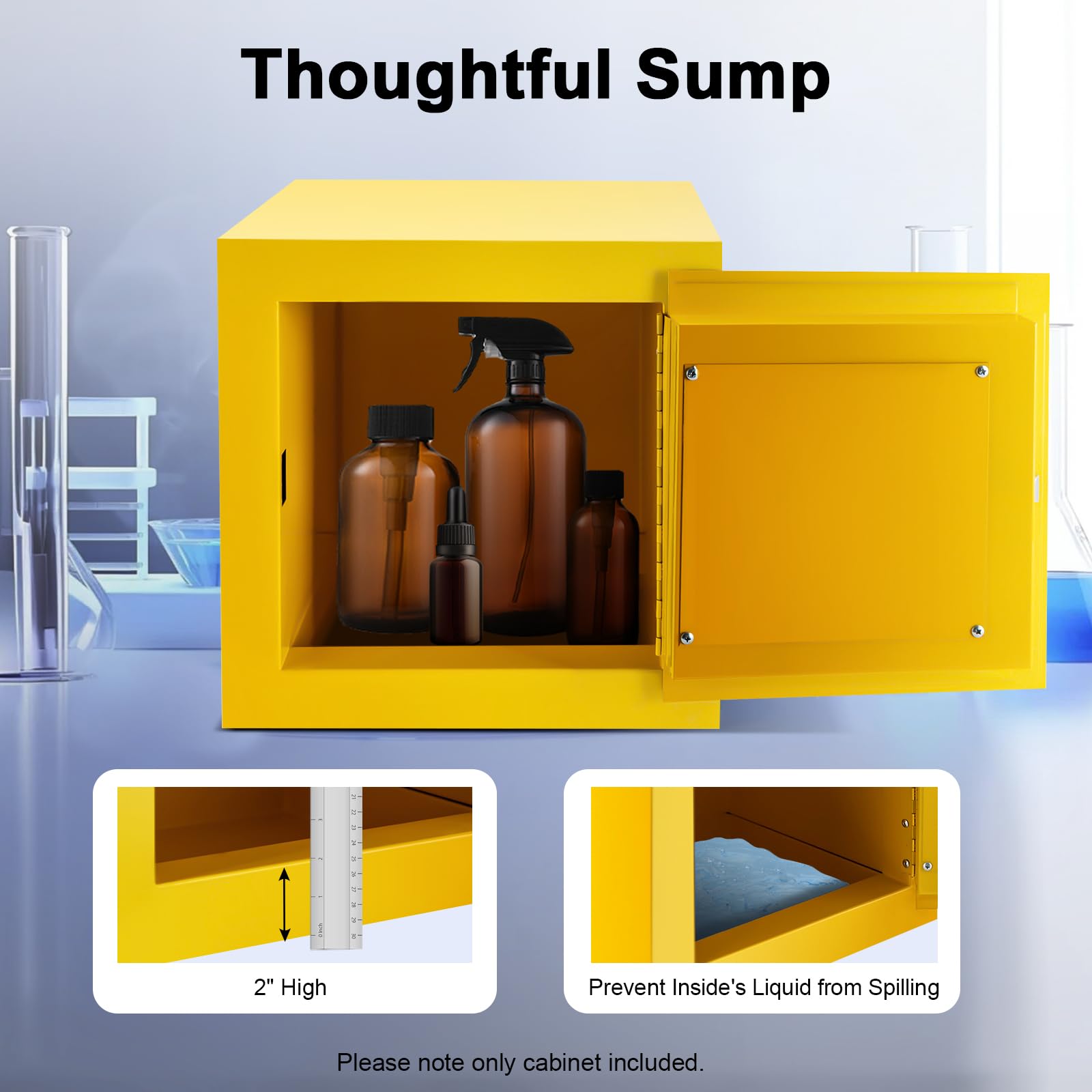 2 Gallon Flammable Safety Storage Cabinet 13x13x13 Inches with Adjustable Shelf - OSHA Compliant for Chemicals, Solvents & Paint - Ideal for Commercial, Industrial & Home Use in Workshops, Garages & Laboratories