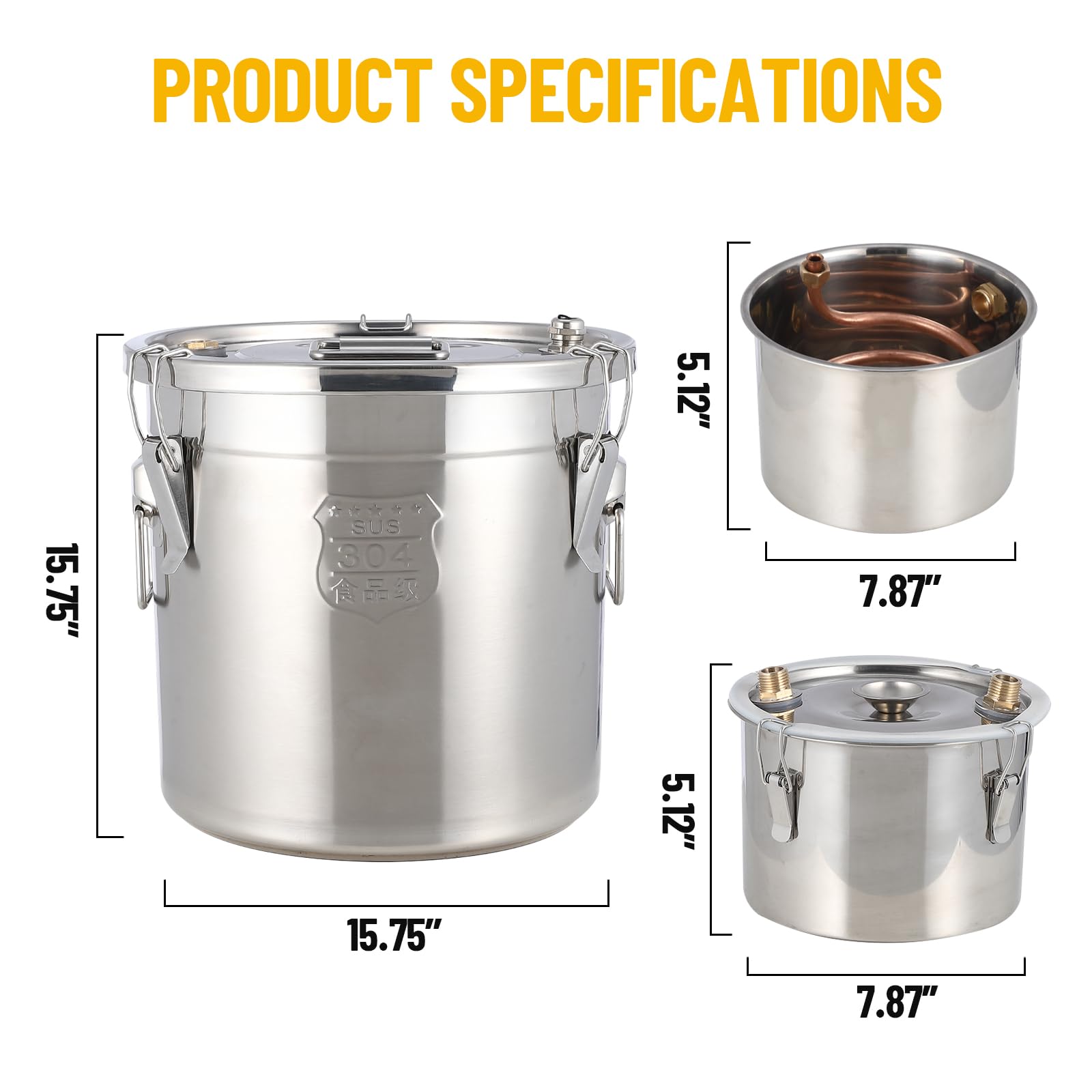 GARVEE 3 Gallon Double Chilled Alcohol Still - Stainless Steel Home Distilling Kit with Copper Tubing & Built-in Thermometer | Multi-Purpose 3 Pot Distiller for Whiskey, Brandy, Moonshine | Perfect for Home Brewing, DIY Spirits & Craft Distillation