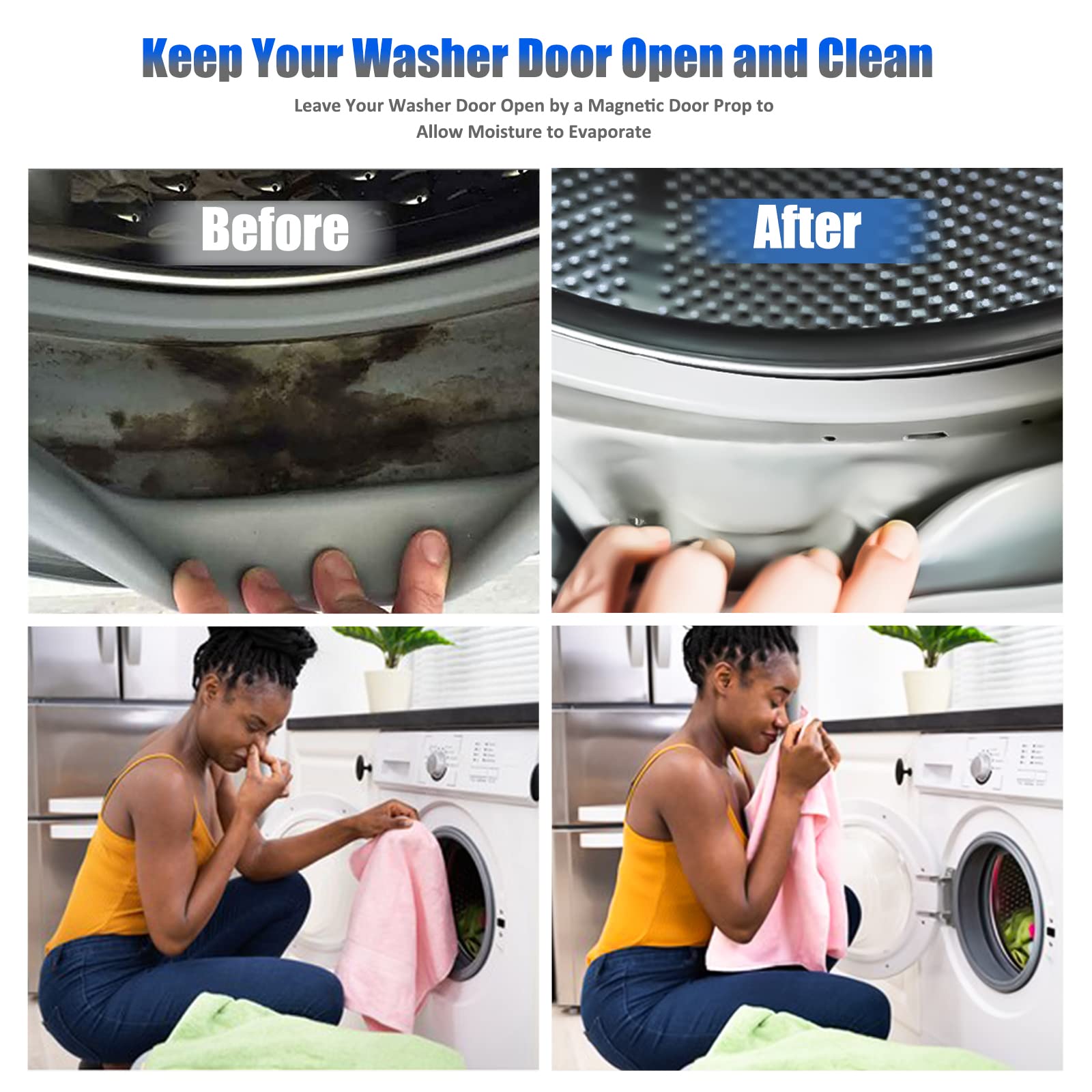 **Magoog Front Load Washer Door Prop Holder - Keep Washer Door Open & Dry to Prevent Mold & Odors - Universal Fit for Front Load Washing Machines (Grey) - Perfect for Laundry Rooms, Basements & Apartments**