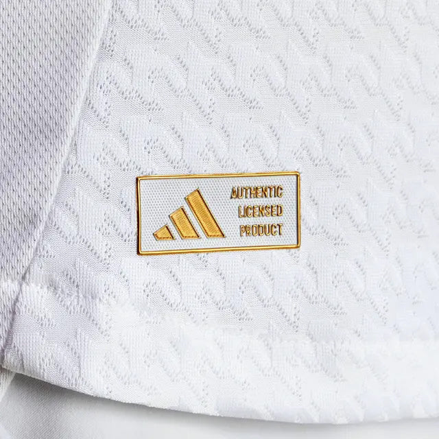 Adidas Lunin Real Madrid Authentic Home Jersey 24/25 with La Liga Patches - White & Black Soccer Shirt for Fans & Match Days