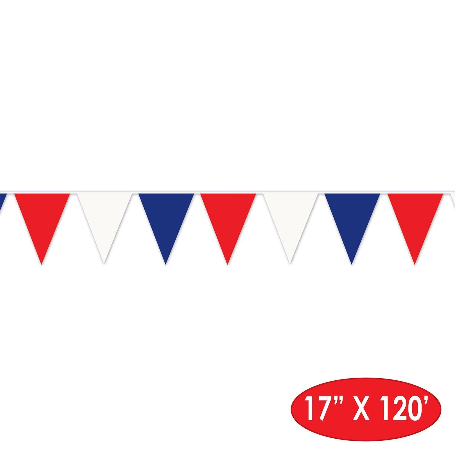 Beistle 12 Pack 120 ft Red White Blue Patriotic Party Pennant Banner - Perfect for 4th of July, Memorial Day, and Independence Day Decorations