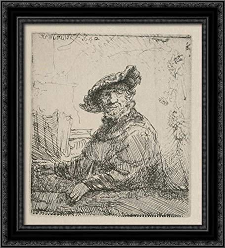 Rembrandt 20x22 Black Ornate Wood Framed Canvas Art - Elegant Wall Decor for Living Room, Bedroom & Office | Arboug Collection