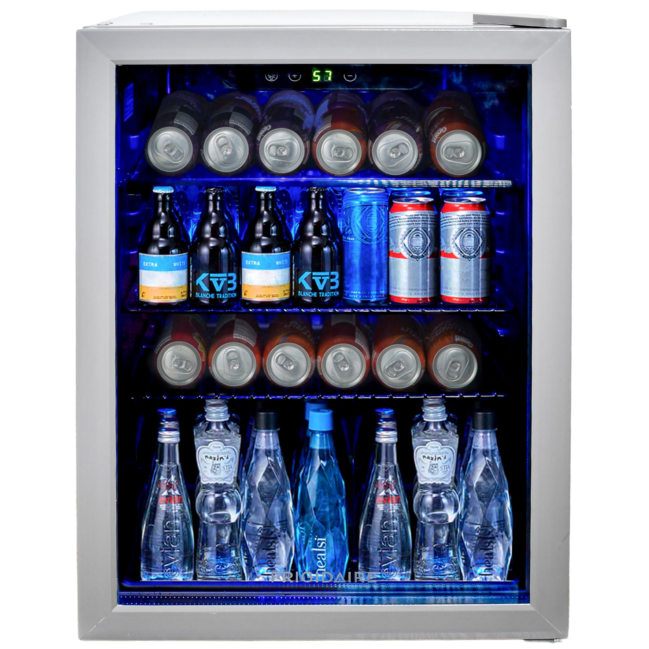 FRIGIDAIRE EFMIS9000-AMZ Freestanding Beverage Cooler Refrigerator - Holds 25 Wine Bottles or 88 Cans, Black - Perfect for Home Bar, Kitchen, Office & Entertaining