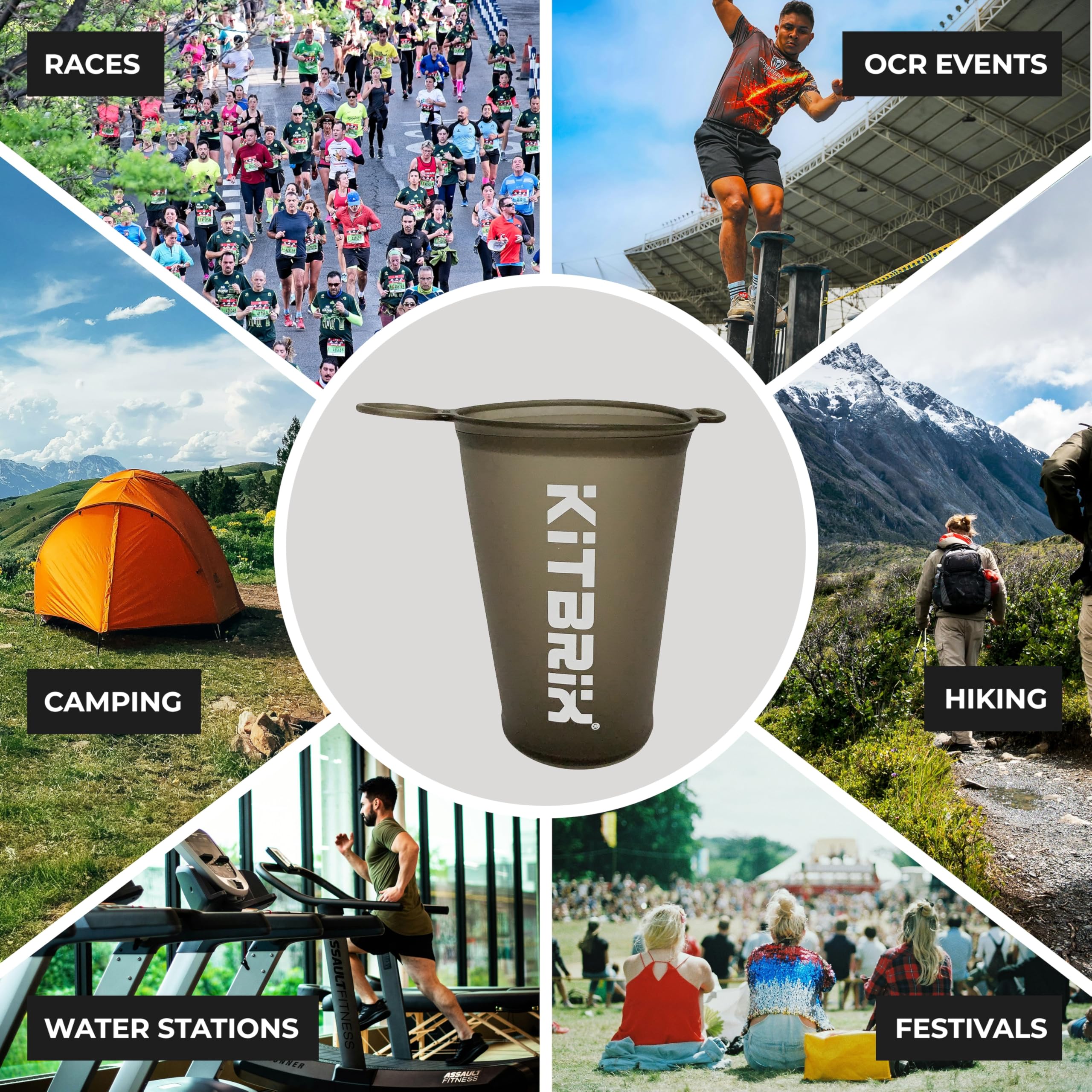 KitBrix Collapsible Race Cups - 2 Pack Lightweight Running Water Bottles (200ml/7oz) - Portable Sports Drinkware for Marathons, Trail Running, Hiking & Camping - Perfect for Hydration During Outdoor Adventures & Fitness Events
