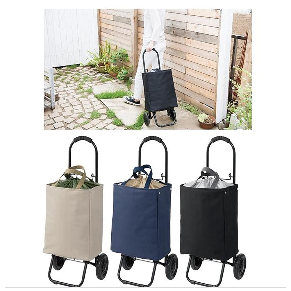 Foldable Collapsible Wagon Cart with Removable Canvas Bag - Heavy Duty Utility Cart with Wheels for Grocery Shopping, Beach, Camping, Picnic & Outdoor Activities (Beige)