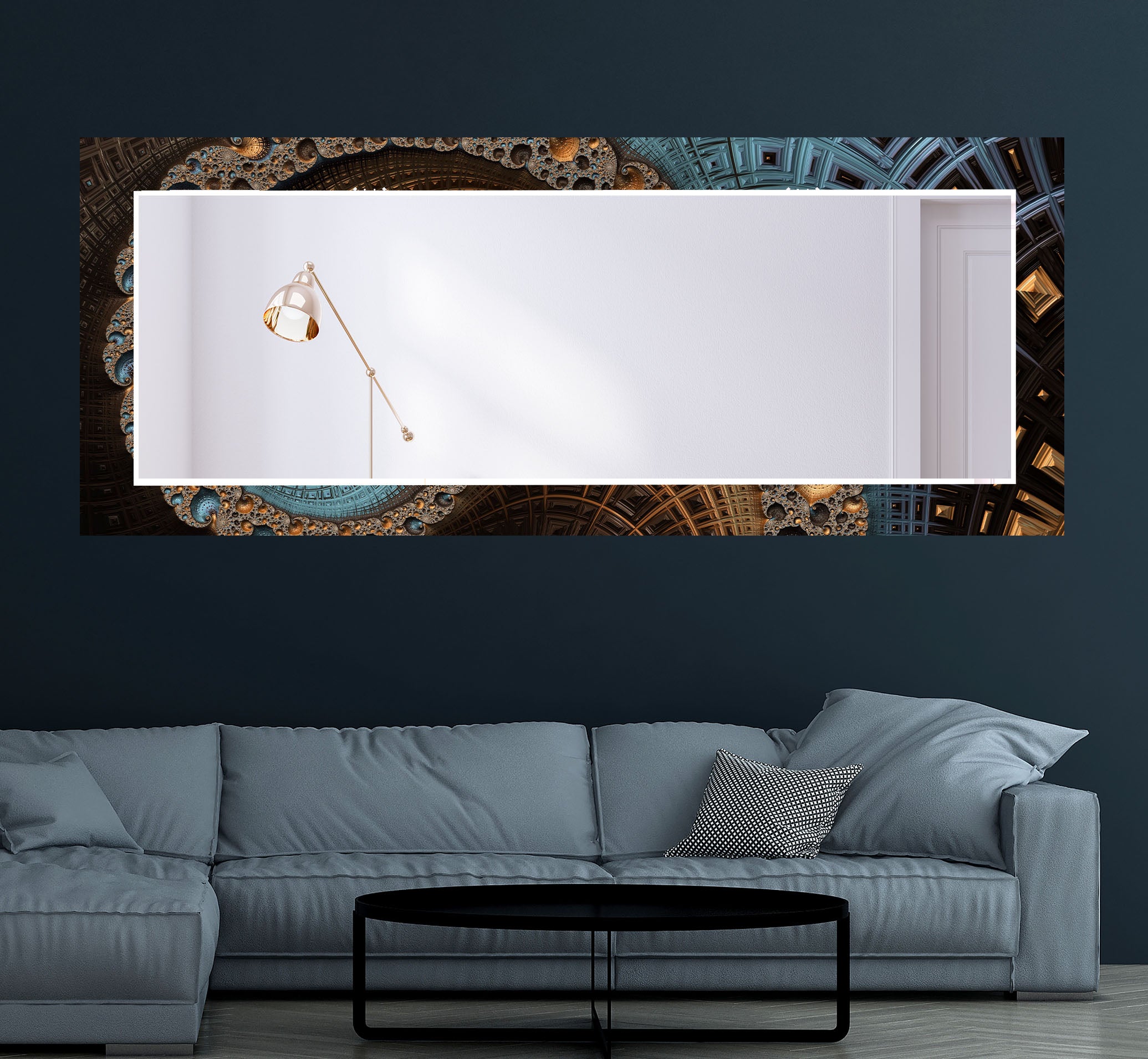 Modern Geometric Mandala Glass Wall Mirror - Handcrafted Architectural Accent Decor for Living Room, Bedroom, or Meditation Space