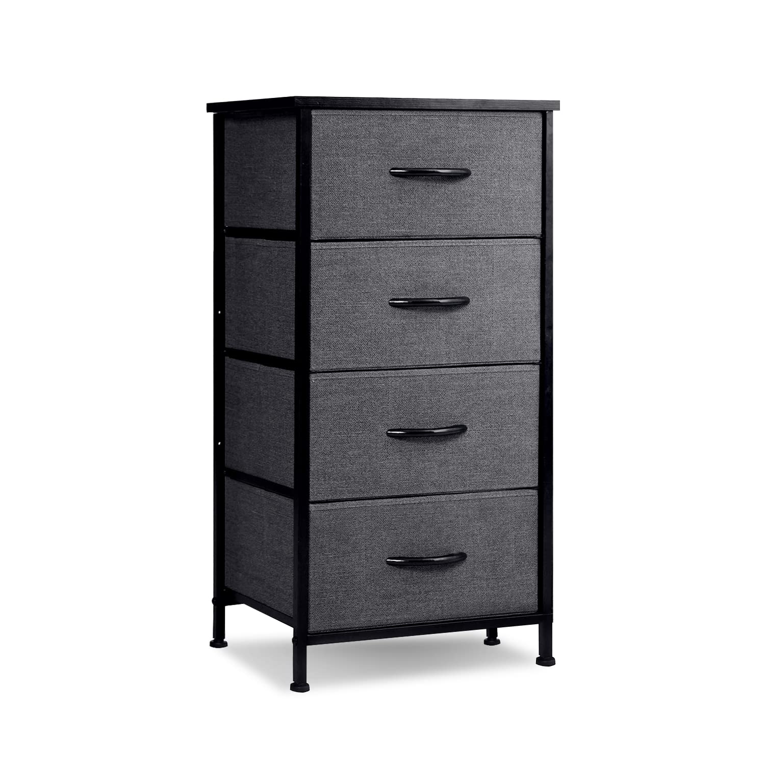 Reyade 4-Drawer Dresser for Bedroom - Fabric Storage Organizer Tower, Chest of Drawers & Nightstand - Perfect for Closet, Hallway, Entryway, Nursery (Black) | Space-Saving Bedroom Furniture & Home Organization Solution