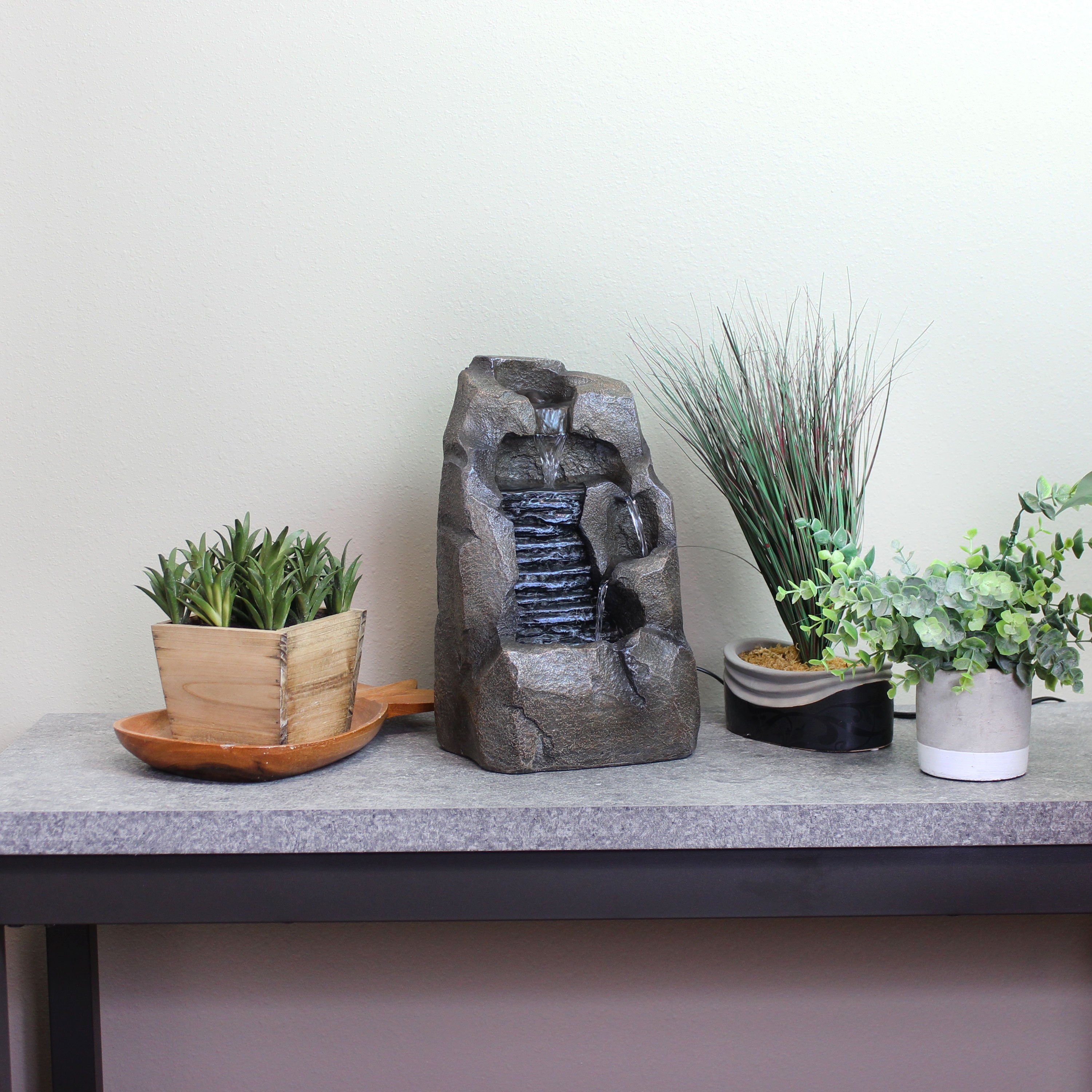 Sunnydaze Stony Rock Waterfall Indoor Tabletop Fountain - Relaxing Zen Decor for Home, Office & Meditation Spaces | 11