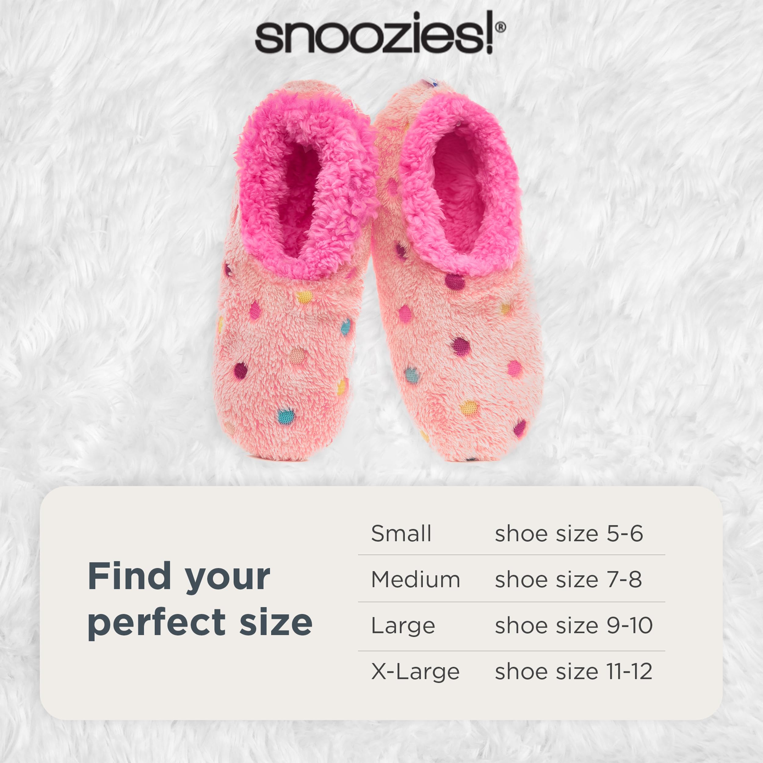 Snoozies Women's Cozy Sherpa Slipper Socks - Soft Fuzzy House Slippers with Colorful Dots Design | Warm Indoor Footwear for Relaxing at Home, Lounging & Winter Comfort