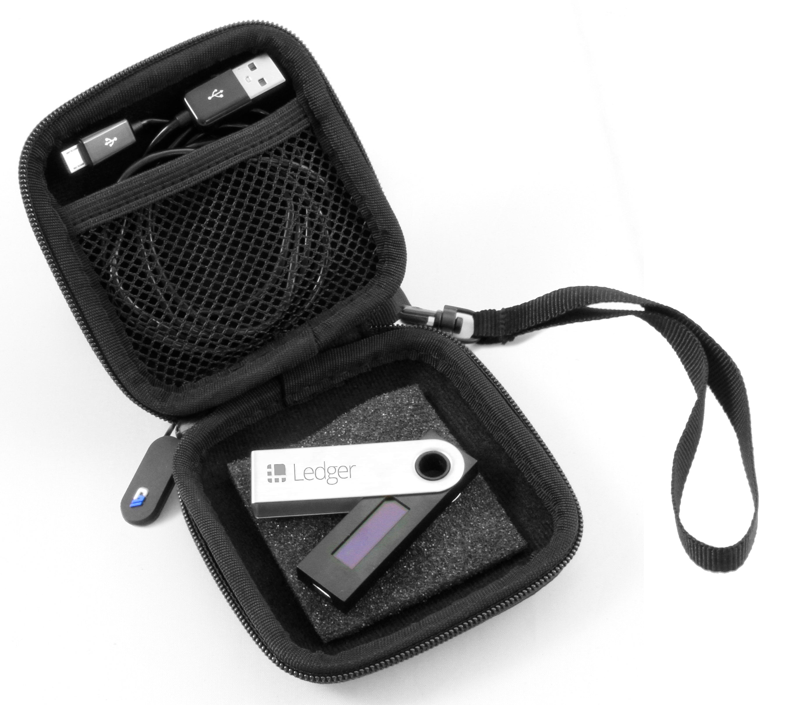 CASEMATIX Waterproof Travel Case for Ledger Nano X, Nano S, Trezor Model T - Secure Hard Shell Storage for Crypto Wallets & Accessories | Perfect for Travel, Business Trips & Digital Asset Protection