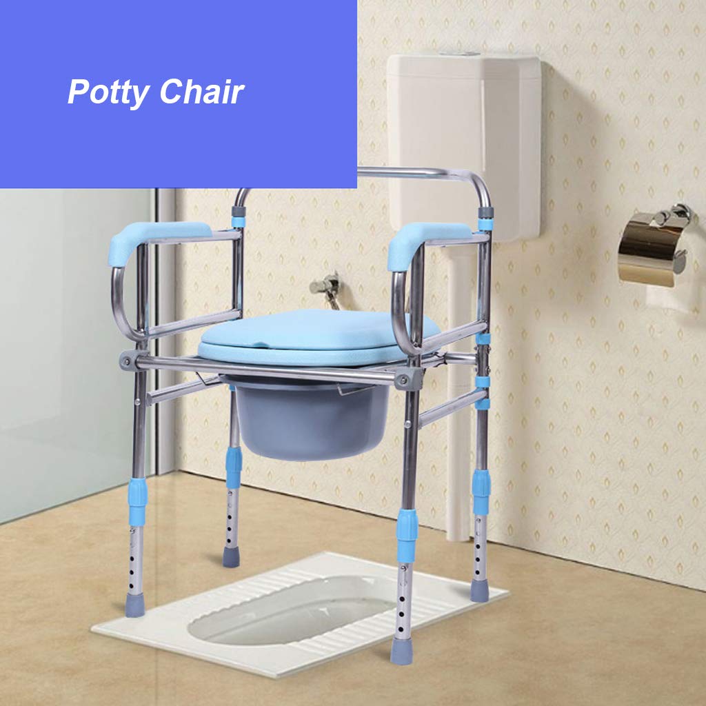 Adjustable Height Medical Toilet Chair - Folding Shower Bench with Extra Wide Steel Frame for Elderly & Disabled Adults | Bedside Commode Seat for Home Care & Bathroom Safety