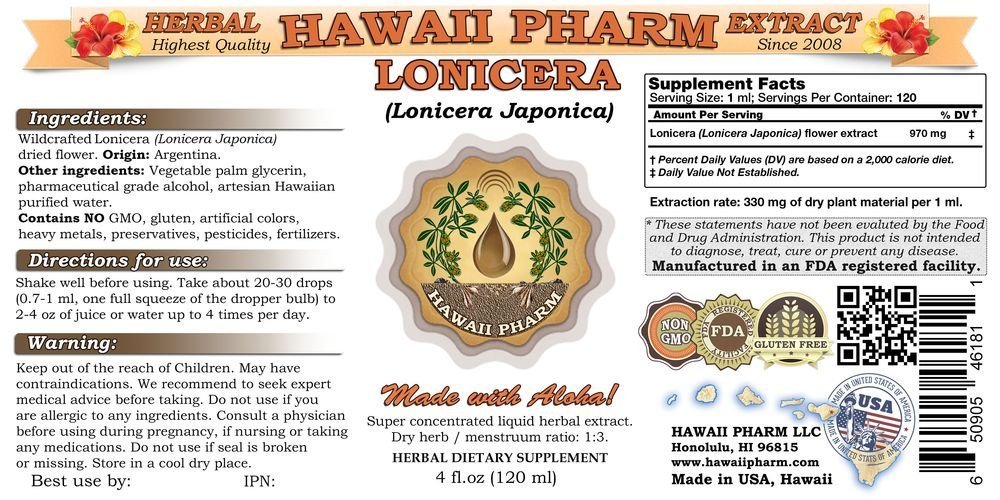 Lonicera Japonica Liquid Extract - 4x4 oz Herbal Tincture Supplement for Immune Support & Wellness | Natural Remedy for Cold, Flu & Respiratory Health