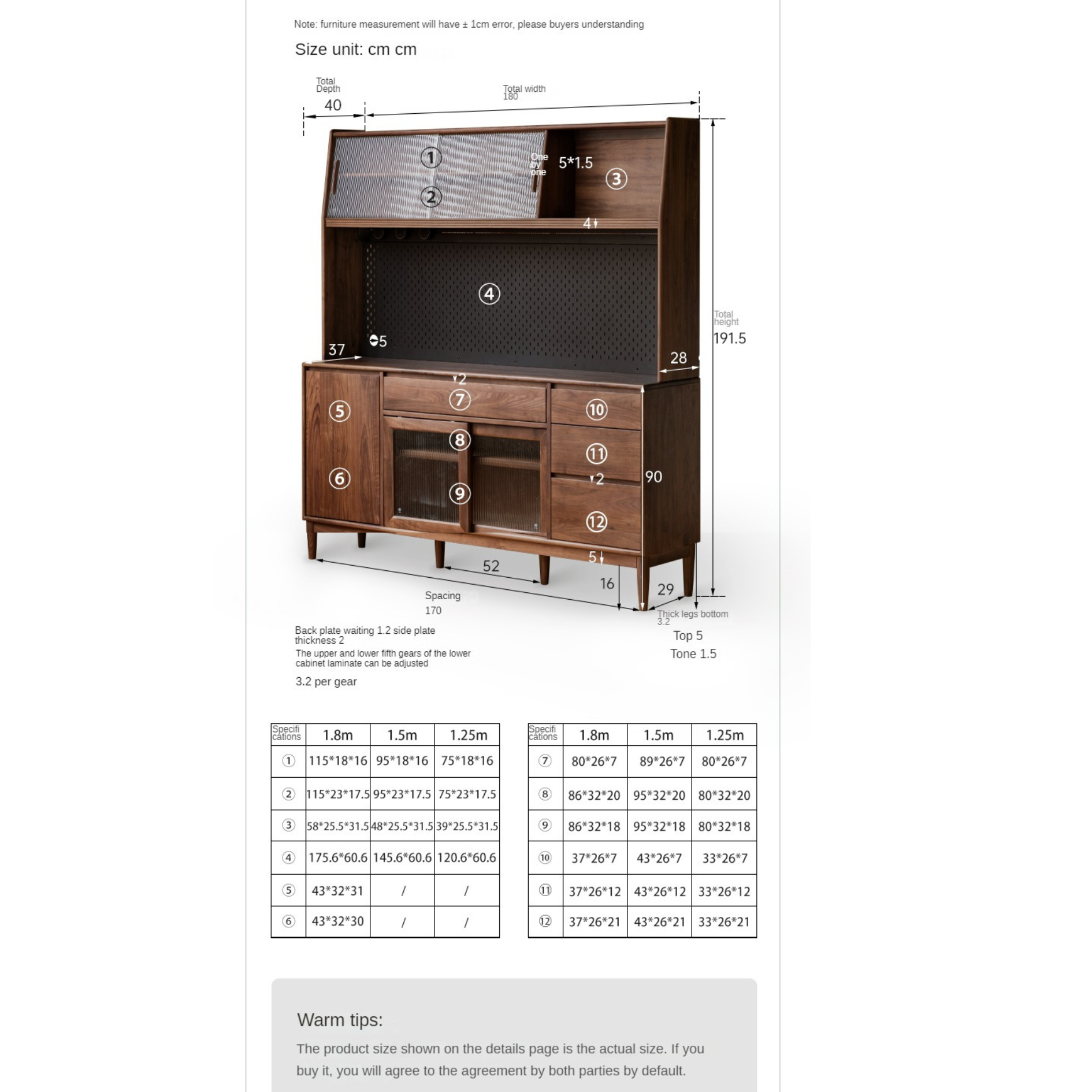 Black Walnut Solid Wood Modern Sideboard - Minimalist Buffet Cabinet for Dining Room, Living Room & Entryway Storage