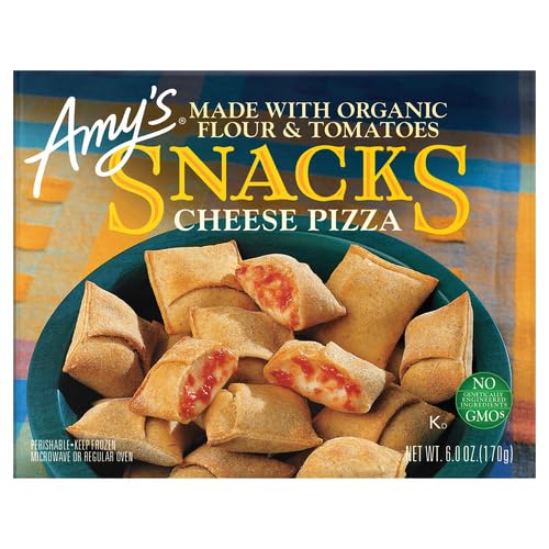 Amy's Organic Cheese Pizza Snacks - Frozen Microwave Meals Made with Organic Flour & Tomatoes (6 oz) | Quick Lunch, School Snacks & Busy Weeknight Dinners