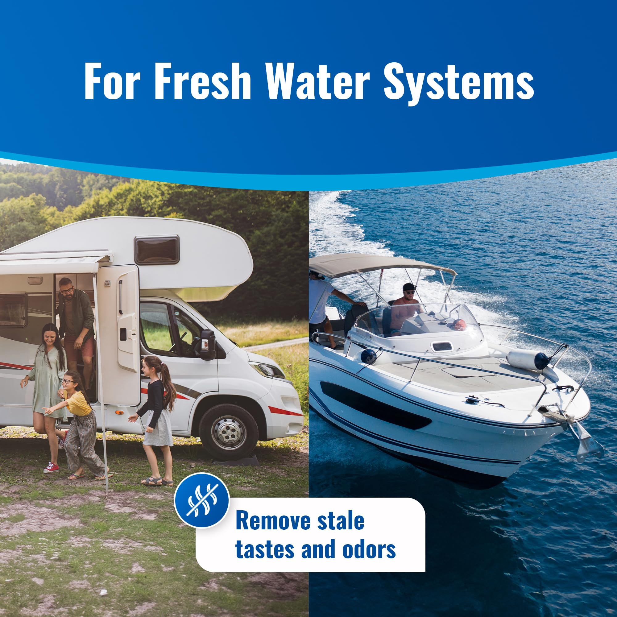 Aquatabs Water Purification Tablets (200 Count) with 50 Chlorine Test Strips - Emergency Water Treatment Kit for Camping, Hiking, Travel, Boating & RV - Safe Drinking Water Solution by Aquamarine