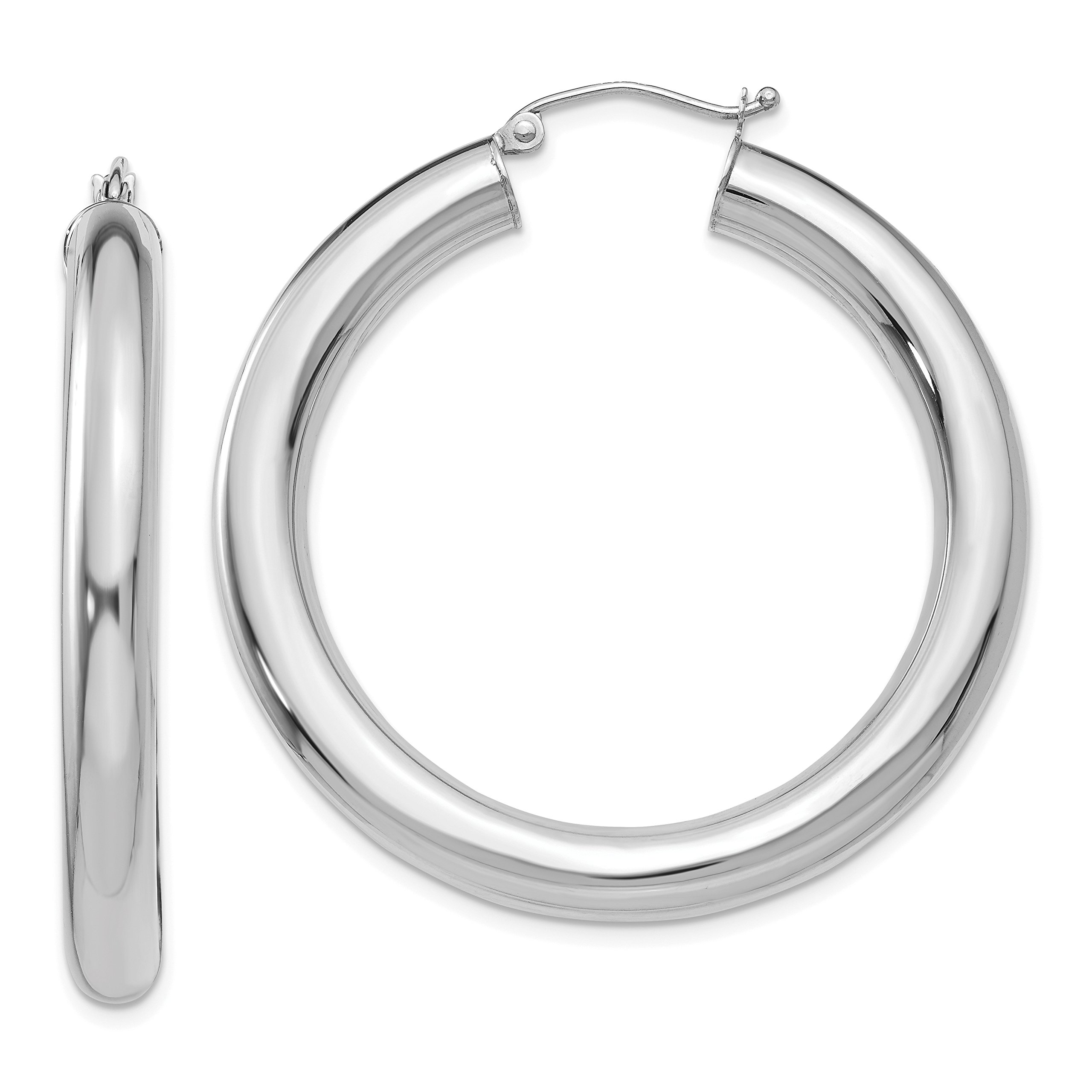5mm Classic Lightweight Hoop Earrings in Real 14k White Gold - Minimalist Everyday Jewelry for Women, Perfect for Work, Date Night & Special Occasions