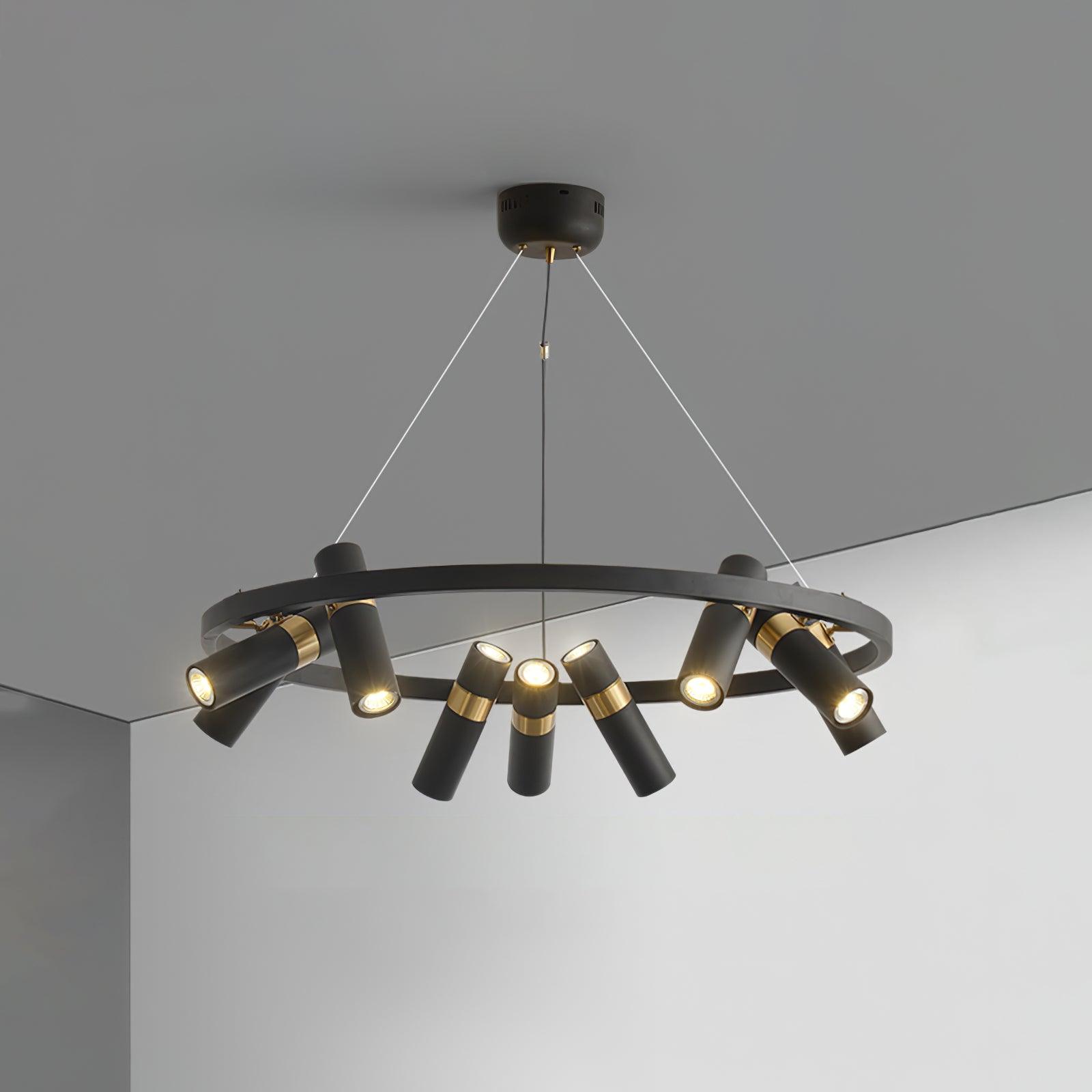 Black Multi Pipe Chandelier - Industrial Style Ceiling Light Fixture for Dining Room, Living Room & Bedroom Decor
