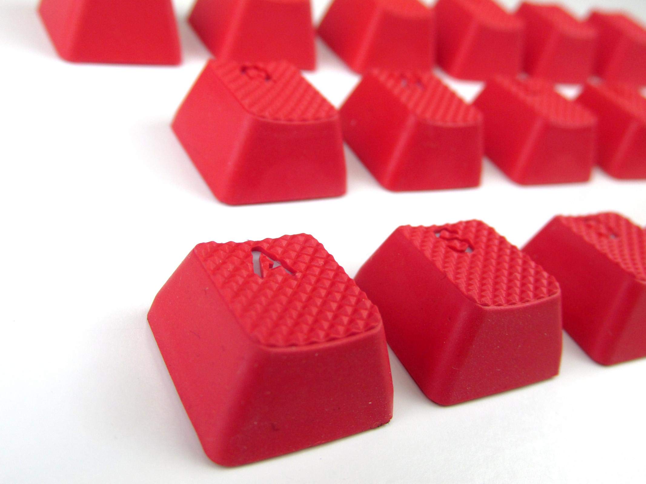 RGB Backlit Rubber Gaming Keycaps Set for Cherry MX Mechanical Keyboards - OEM Profile with Keycap Puller (Red) - Perfect for FPS, MOBA Gaming & Typing in Low Light