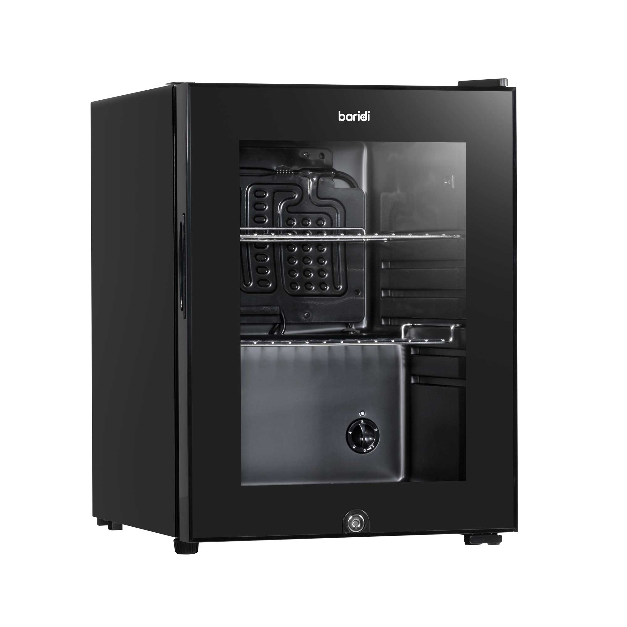 Baridi 40L Mini Fridge with LED Light - Compact Beverage Cooler for Beer, Wine & Soda - Black Glass Door Refrigerator for Home, Office & Dorm - Energy Efficient Cooling (Model DH98)