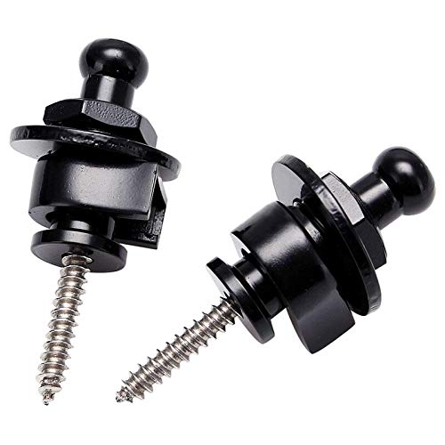 2-Piece Anti-Slip Guitar Strap Lock Pins - Black Bass & Guitar Accessories for Secure Playing | Stage Performance & Practice Use