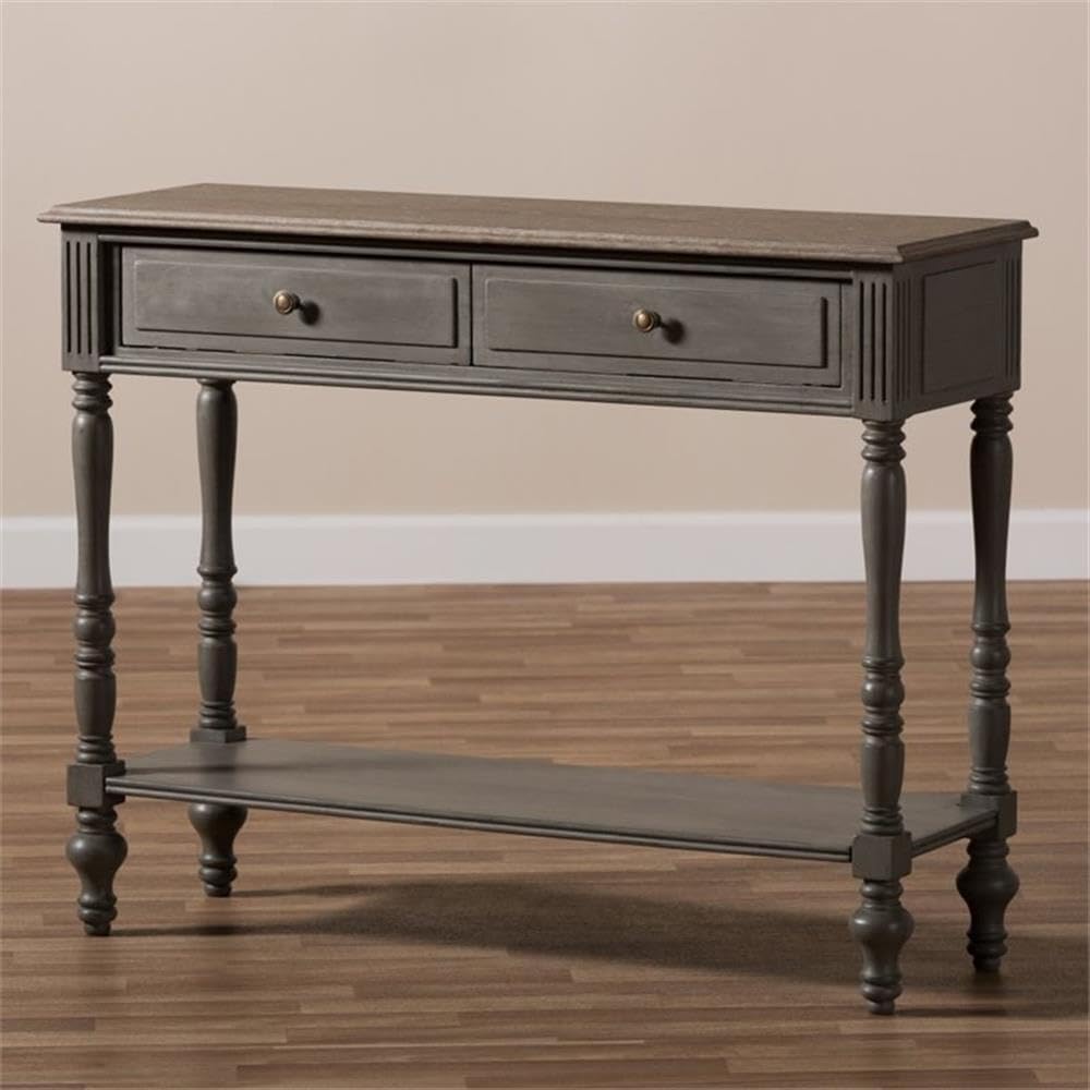 Baxton Studio Noemie 2-Drawer Brown Console Table - Entryway Sofa Table, Hallway Furniture, Living Room Storage Solution