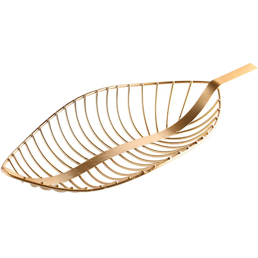 Nordic Style Iron Leaf-Shaped Tray - Gold Fruit Basket for Candy, Snack & Home Decor | Perfect for Living Room, Dining Table & Party Serving
