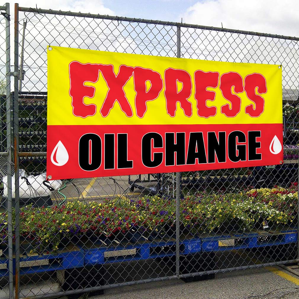 Durable Vinyl Banner 48x96 Inches - Weatherproof Outdoor Advertising Sign for Oil Change, Automotive & Industrial Use - Yellow with 8 Grommets (Multiple Sizes Available) - Perfect for Car Dealerships, Gas Stations & Business Promotions