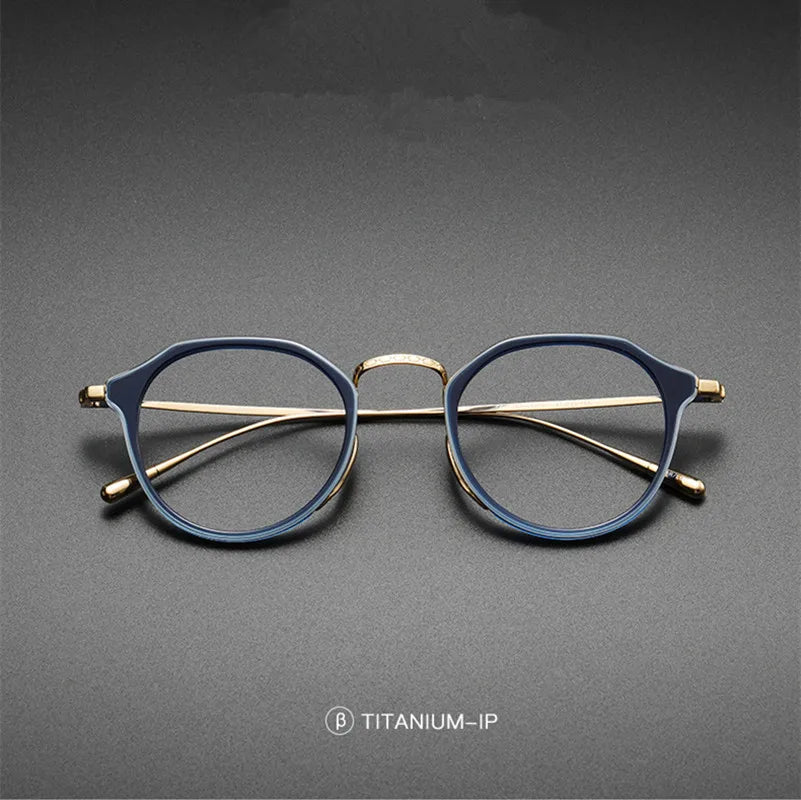 Stylish Unisex Oval Titanium Acetate Eyeglasses Frame 13113 - Lightweight Durable Glasses for Work, Reading & Fashion