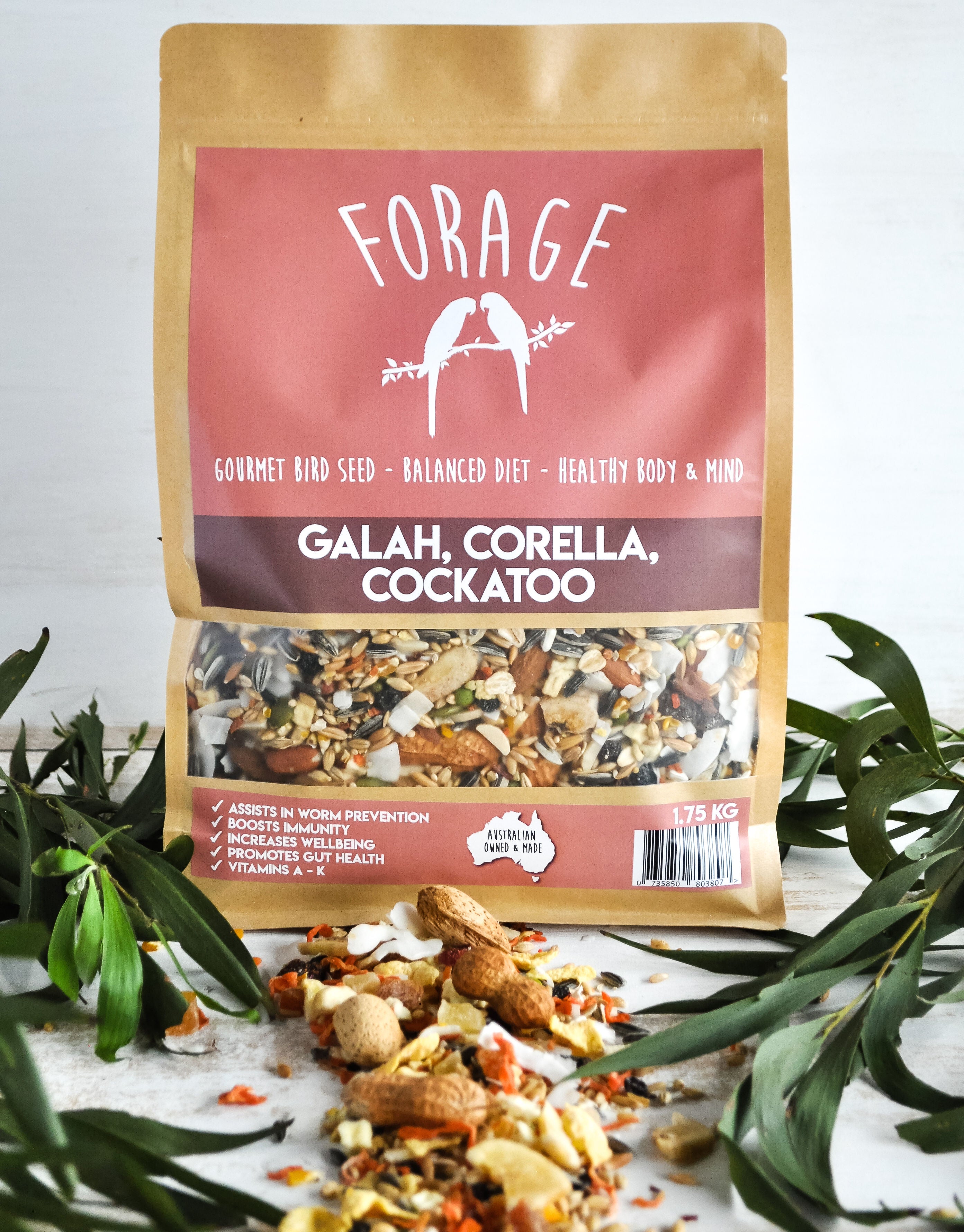 Premium Forage Blend for Galah, Corella & Cockatoo Birds - 1.75kg Nutritious Seed Mix - Perfect for Parrot Enrichment & Natural Foraging Activities